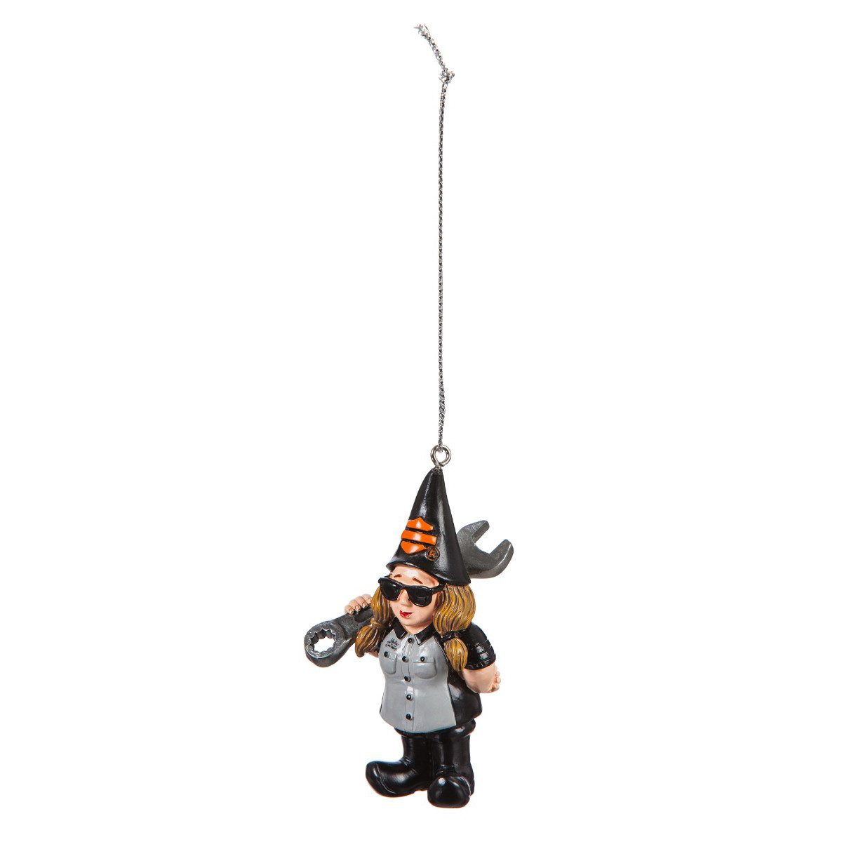 HARLEY-DAVIDSON Christbaumschmuck GNOME Ornament H-D Female Mechanic Mini Gartenzwerg Frau Z3OT4902GMD, Hergestellt aus bemaltem Polystone
