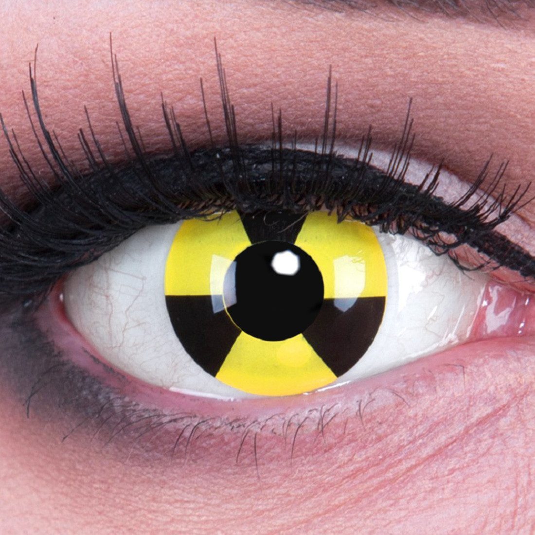 MeralenS Motivlinsen Farbige Gelbe Kontaktlinsen ohne Sehstärke Nuklear 'Radiate' Halloween