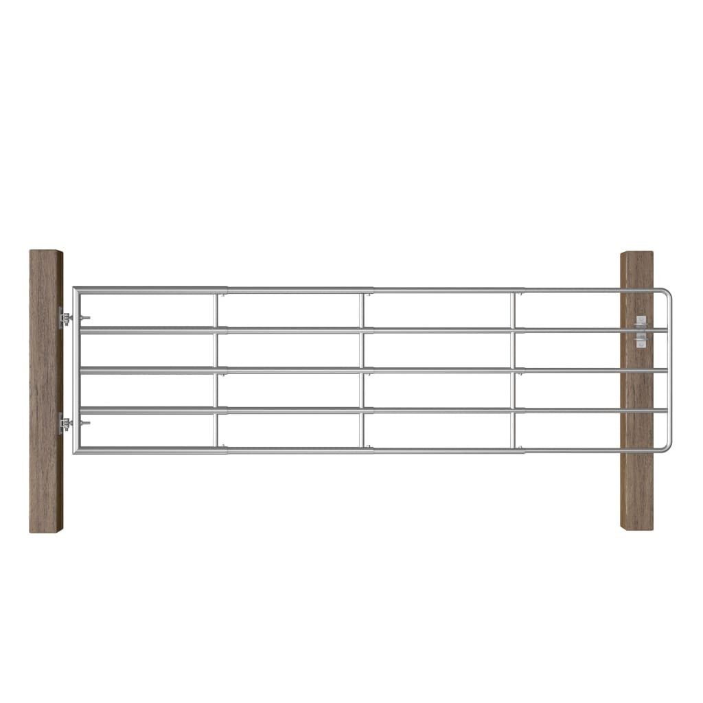 Gartentor 115-300 x 90 cm 5-Rohre-Weidetor Stahl 115-300x90 cm Silbern