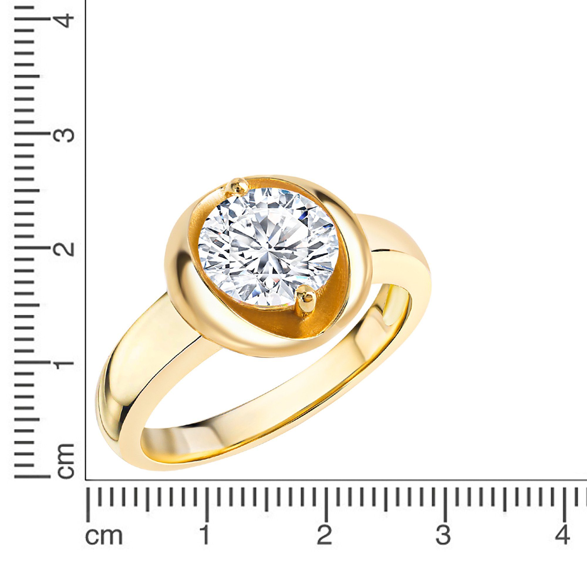 Zeeme Fingerring Silber 925 vergoldet mit weißem Zirkonia-Stein 8mm günstig online kaufen