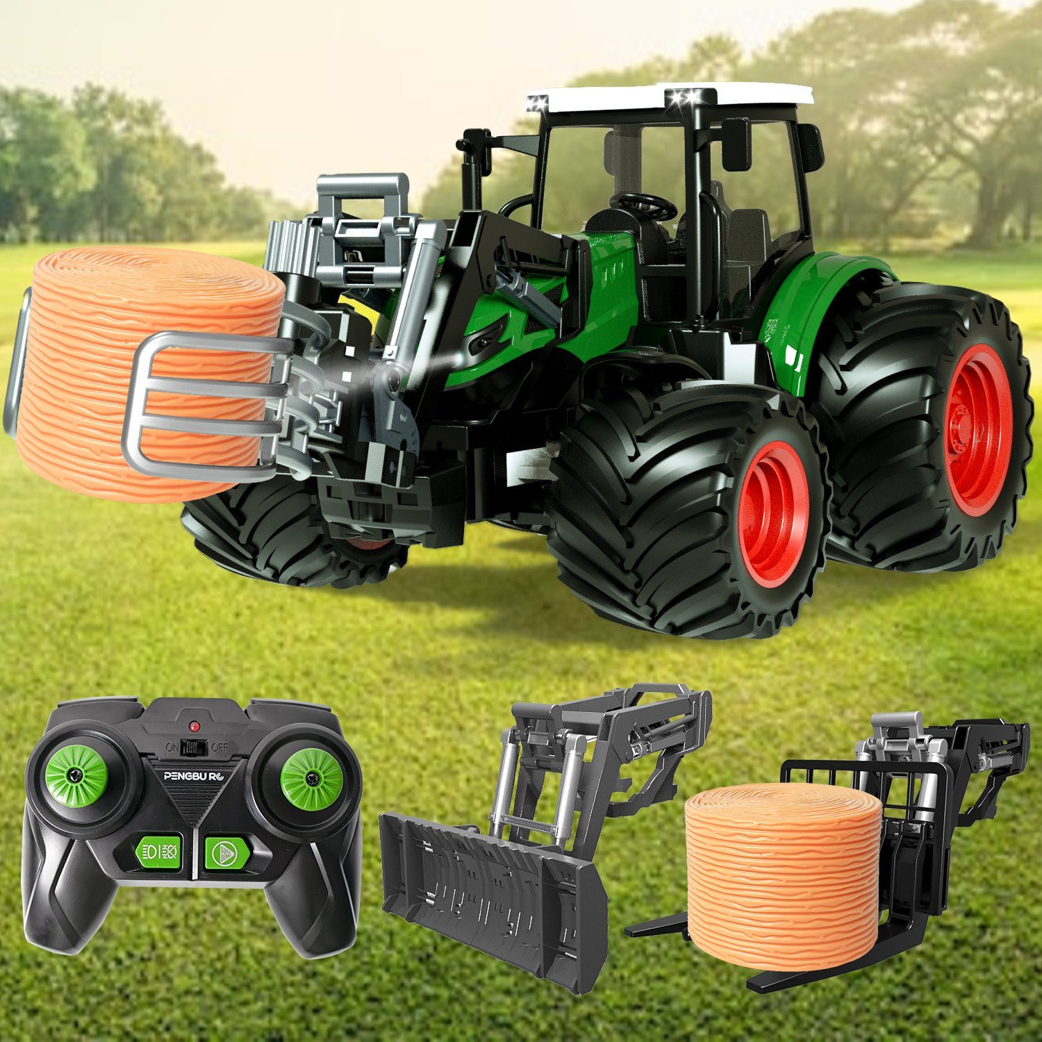 Esun RC-Traktor Ferngesteuerter Traktor mit Anhänger,Traktor