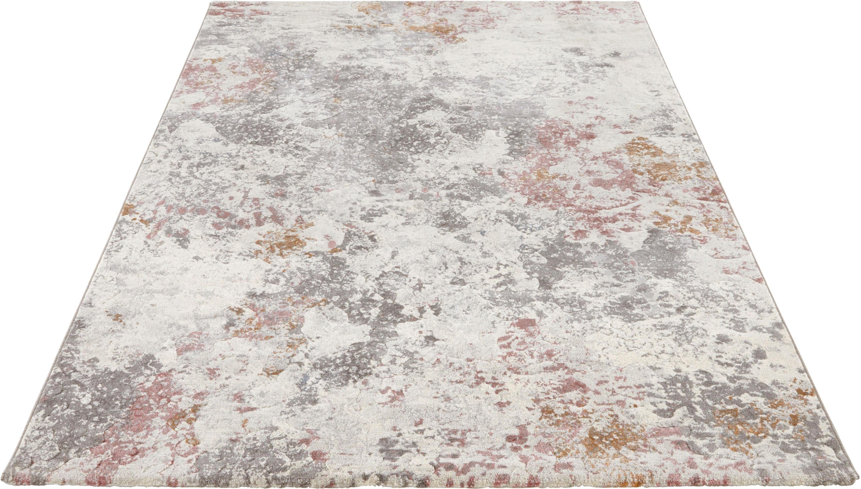 Teppich Fontaine, ELLE DECORATION, rechteckig, Höhe: 11 mm, Dichtgewebter  Kurzflor, Marmorstruktur, Reliefoptik, Pflegeleicht