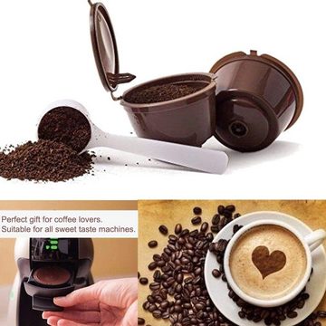 Fivejoy Kapsel-/Kaffeepadmaschine 5 nachfüllbare Kapseln Wiederverwendbare Kaffeekapseln aus Kunststoff, Filter für Dolce Gusto Kaffeekapseln mit Löffel und Pinsel