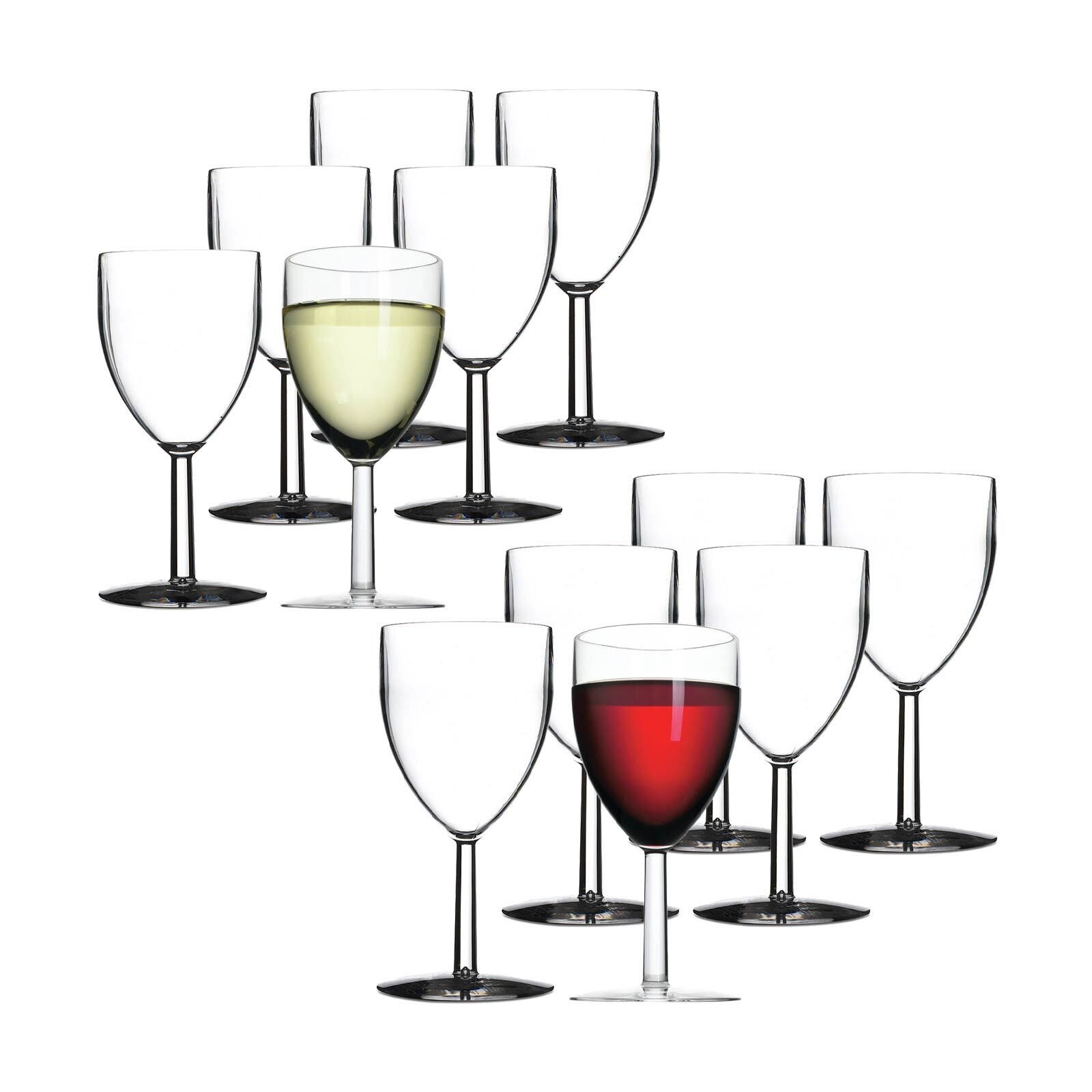 Mepal Weinglas Kunststoff Rot- und Weißweingläser 300 ml + 200 ml, Styrol-Acrylnitril