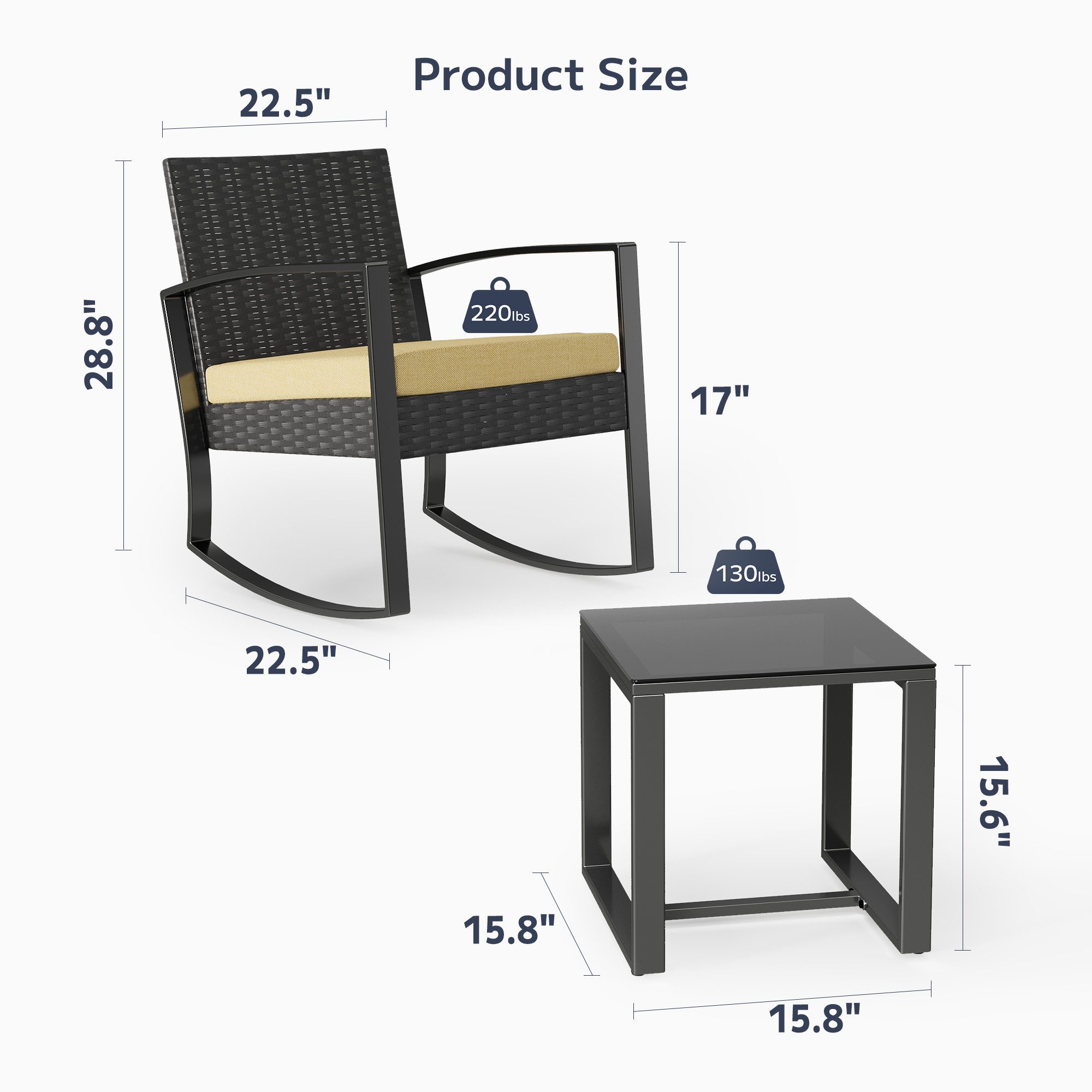 Bealife Balkonset Gartenlounge-Set, (3-tlg), 1 Tisch günstig online kaufen