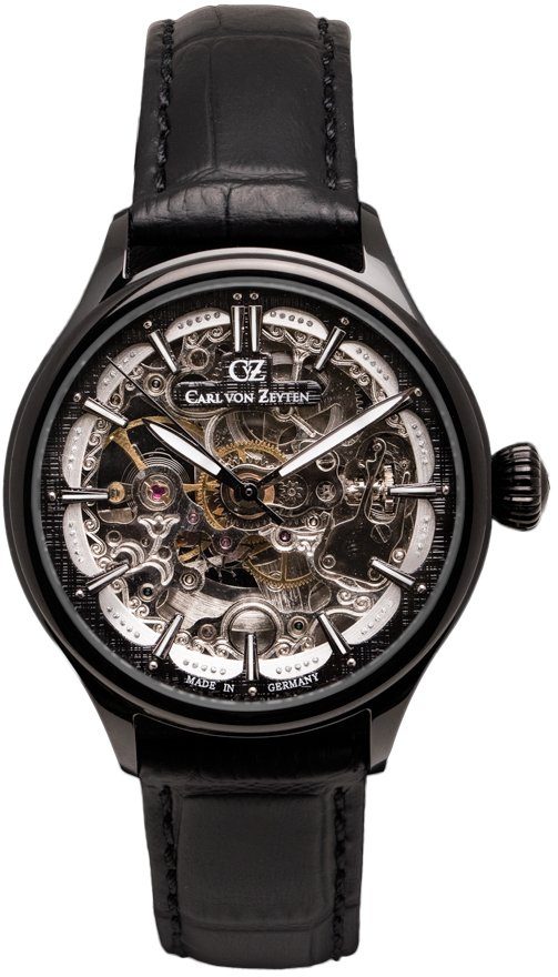 Carl von Zeyten Automatikuhr Horbach, CVZ0072BBKS, Armbanduhr, Herrenuhr, Skelettuhr, Made in Germany, Mechanische Uhr