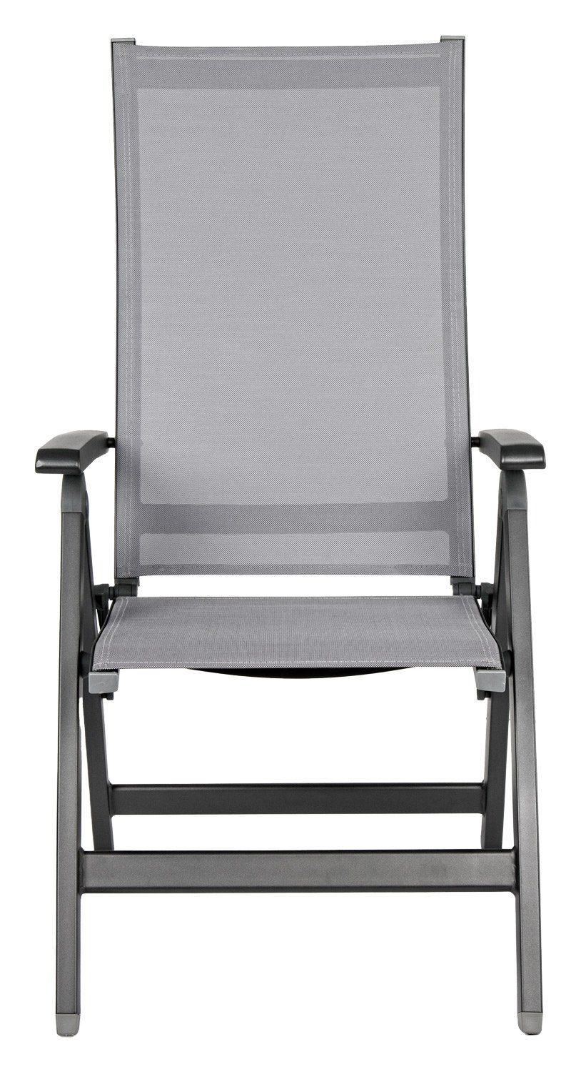 Bizzotto Gartenstuhl CRUISE, Aluminium, Anthrazit, Grau, klappbar, Textilen, verstellbar
