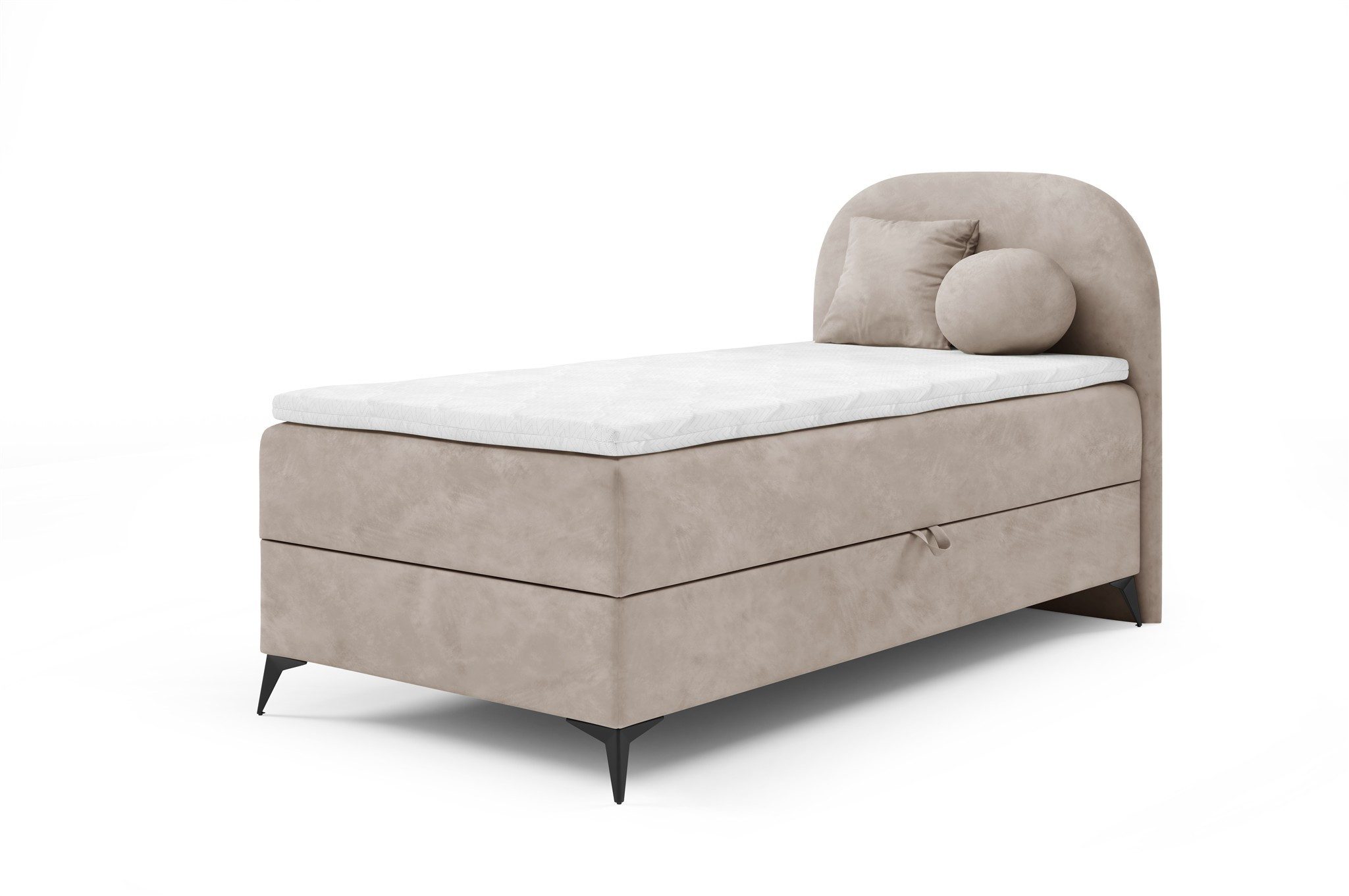 Fun Möbel Boxbett Gästebett GORGIA Stoff Jasmin (Füße ca. 13cm hoch, Bettkastenseite wählbar), Inkl. 2 Zierkissen
