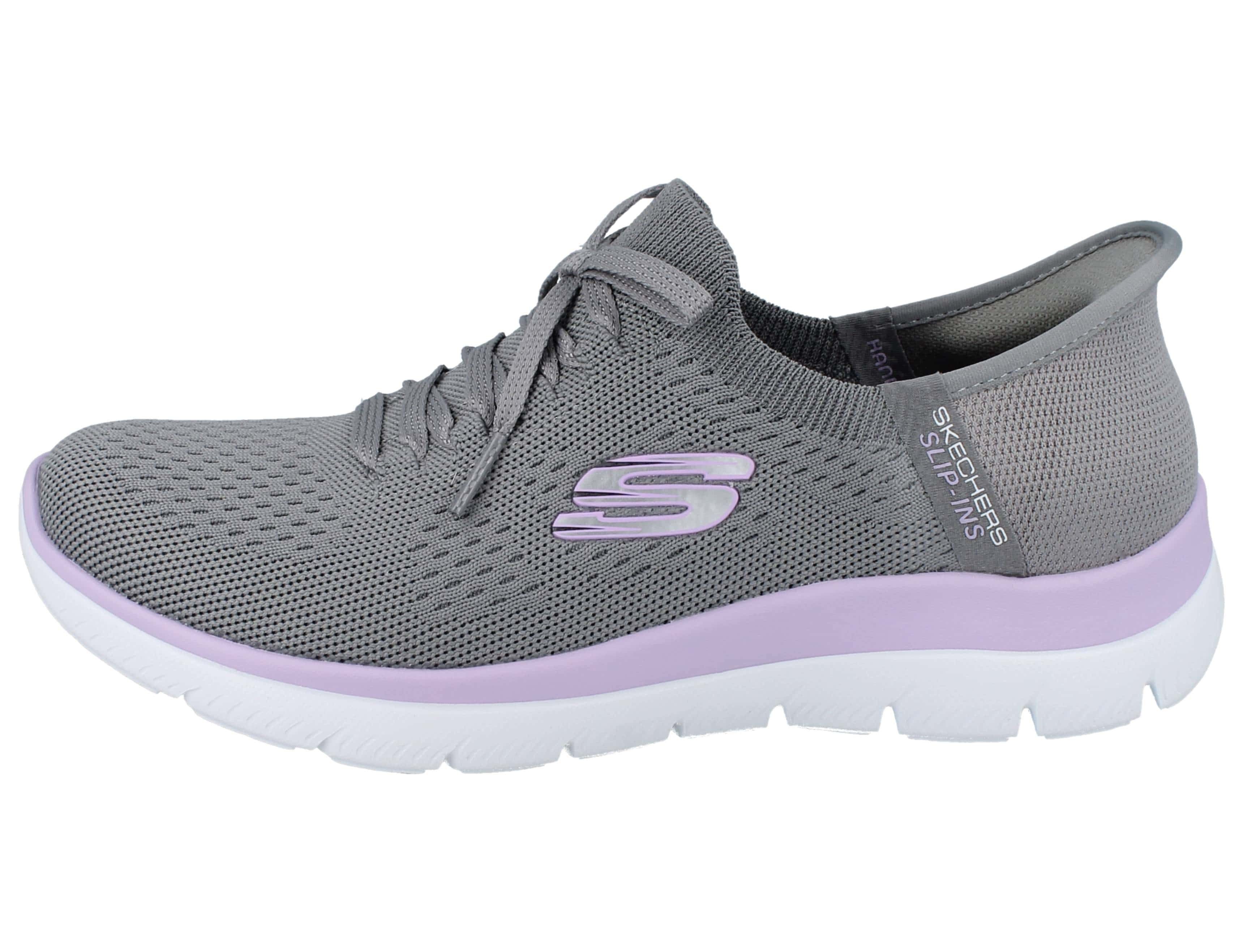 Skechers SKECHERS Slip-Ins Damen Schlupfsneaker grau lila Textil vegan - Slipper Vegan