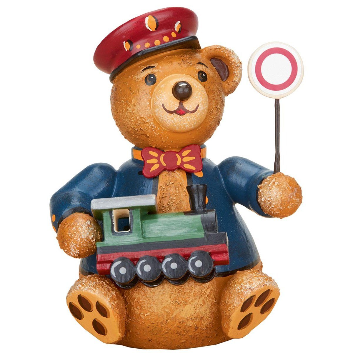 Hubrig Volkskunst GmbH Sammelfigur Teddy mini Eisenbahner 7 cm, handbemalt
