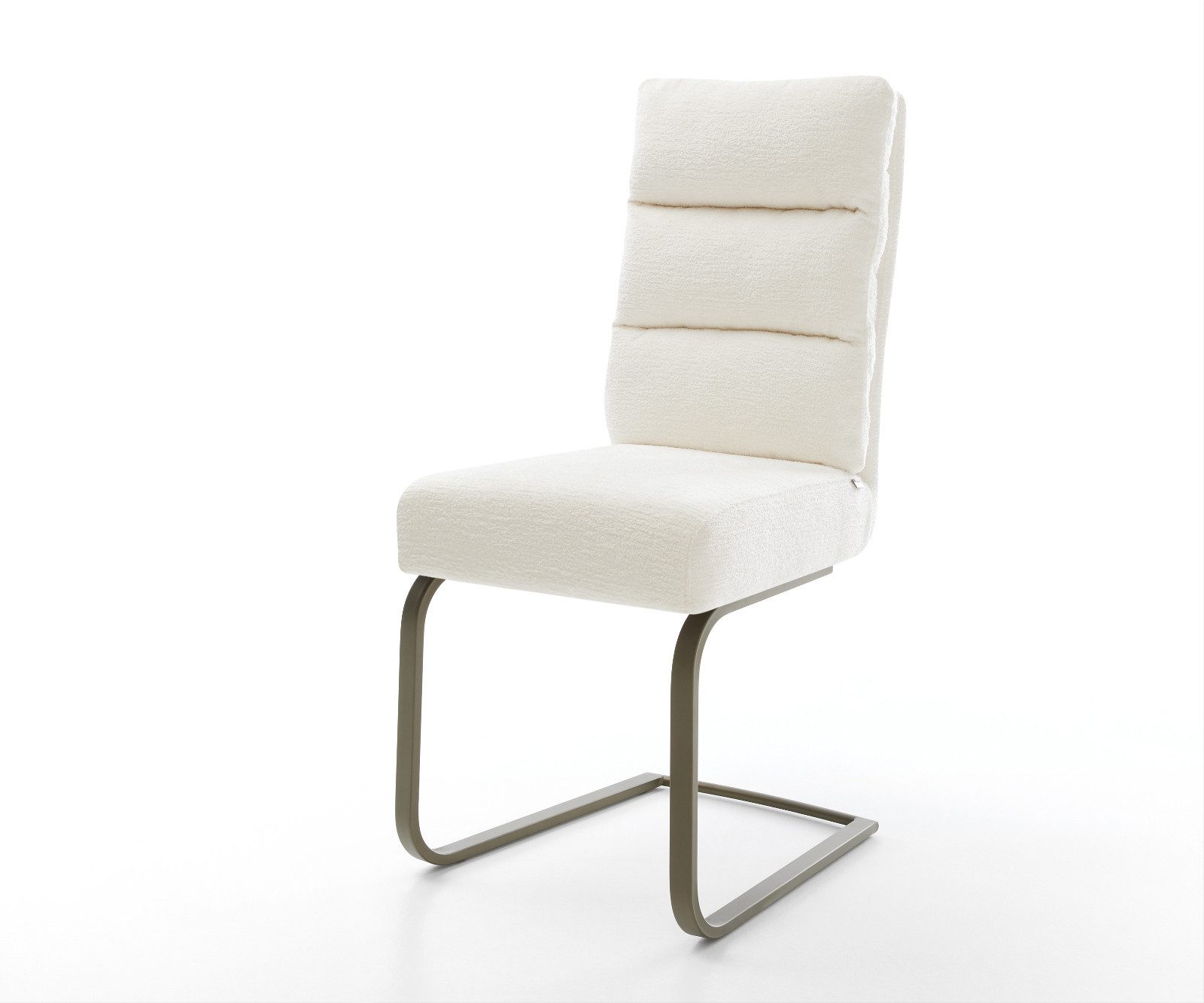 DELIFE Polsterstuhl Pela-Flex, Freischwinger flach Effektfinish Titan Bouclé Soft Beige Taschenfederk