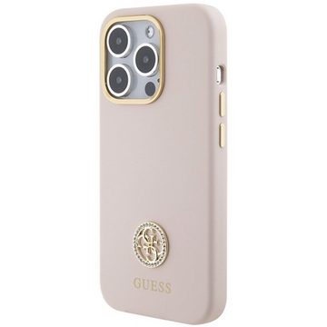 Guess Smartphone-Hülle Guess Apple iPhone 15 Pro Schutzhülle Case Strass Logo 4G Pink