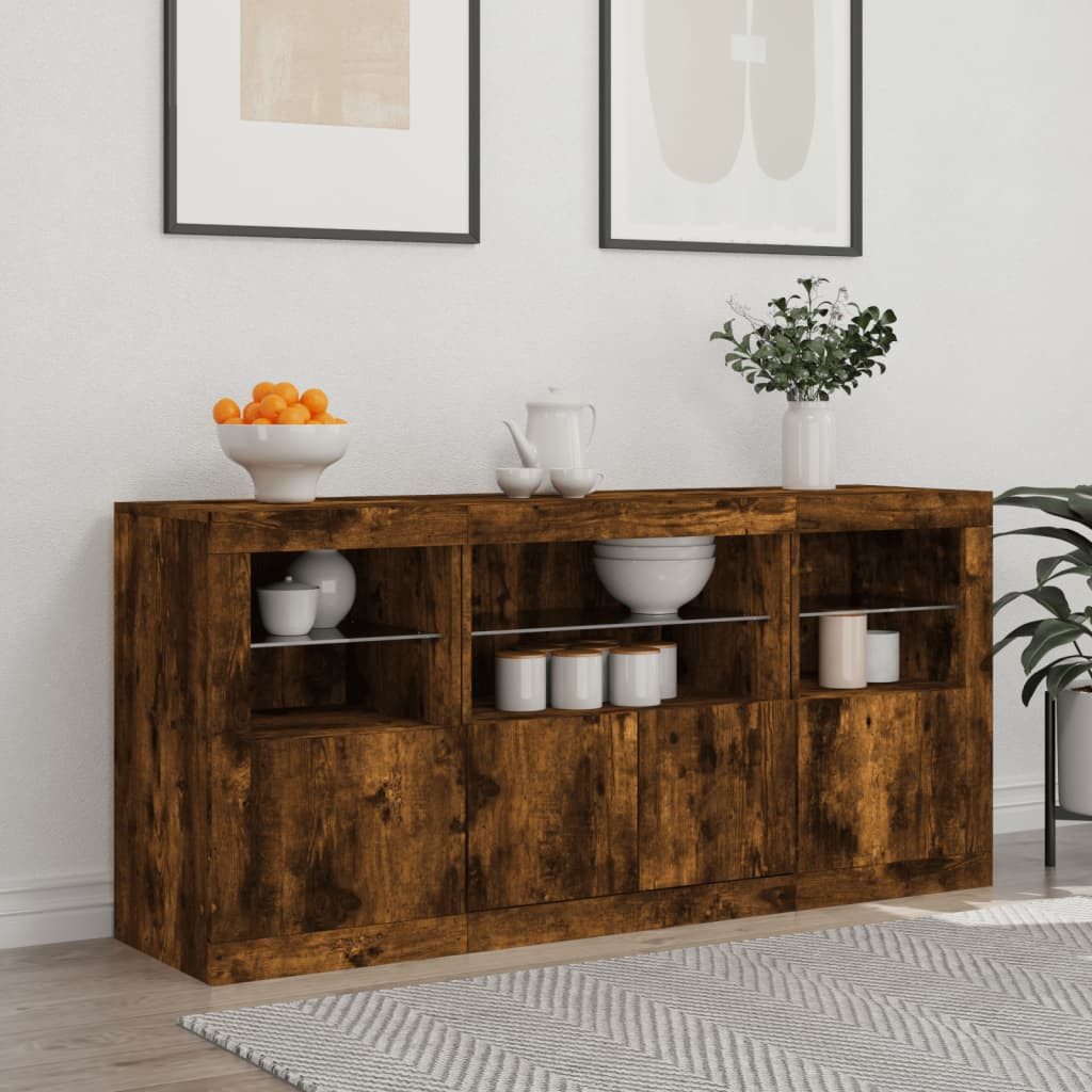 vidaXL Sideboard Sideboard mit LED-Leuchten Räuchereiche günstig online kaufen