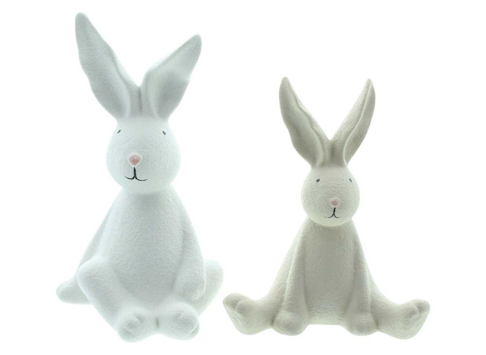 Home-trends24.de Osterfigur Osterhase Hase Deko Figur Modern Ostern Weiß Beige 2er Set (2 St)