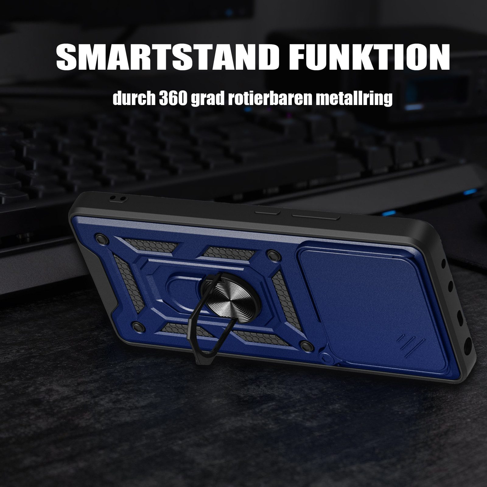 betterfon Handyhülle Panzerhülle für Xiaomi 17 Handyhülle Kameraschutz Ringhalter, Outdoorhülle mit Smartstand Kameraschutz und Silikonkern – Bild 4 von 5