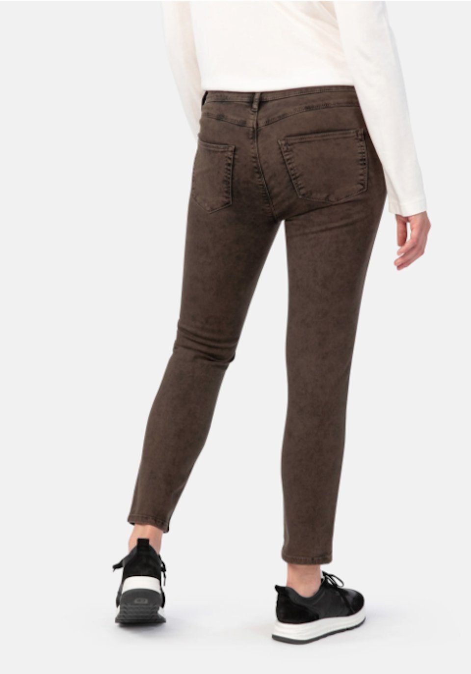 WOMEN Slim-fit-Jeans Fit- STOOKER Florenz Damen Jeans -Slim Brown Chocolate Wash Stretch