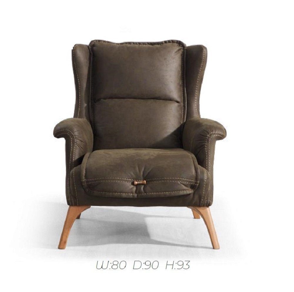 JVmoebel Sessel Möbel Weicher Einsitzer Sessel Optik Ohrensessel Wildleder Couch Sofa