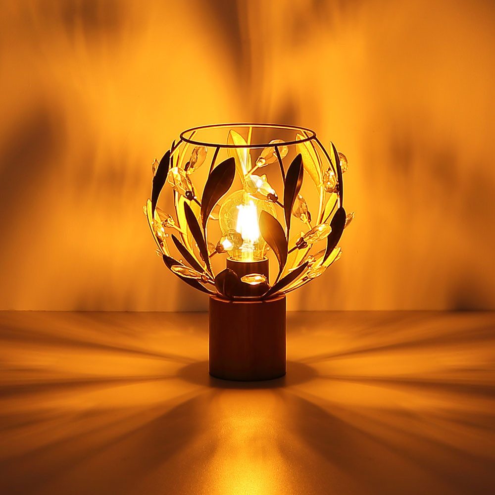 GLOBO LIGHTING Tischleuchte, Leuchtmittel inklusive, Warmweiß, Tischleuchte Beistelllampe Nachttischlampe Holz Gold LED