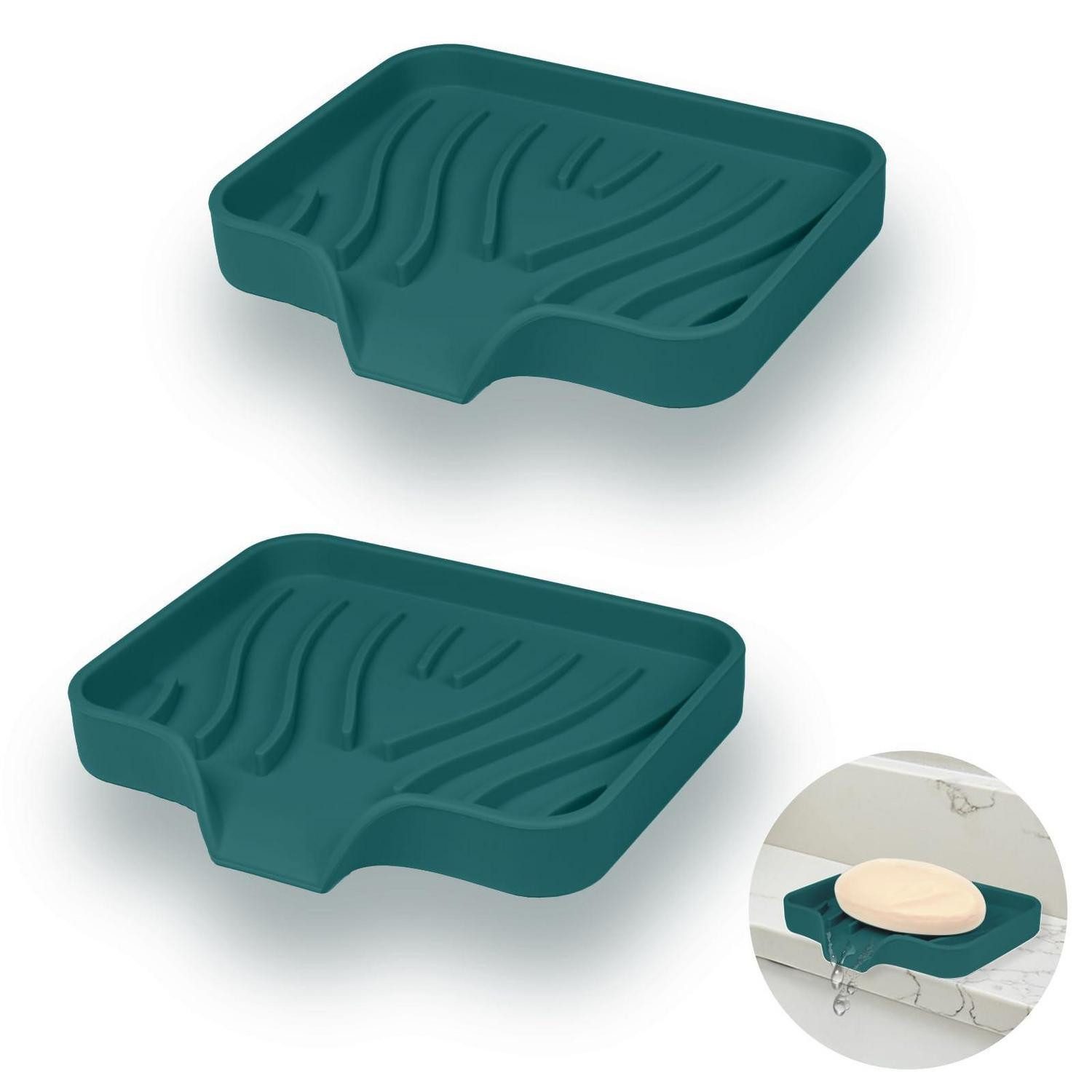 LuxusKollektion Seifenschale 2er Set Silikon Seifenschale mit Ablauf Rosa, Breite: 10 cm, 2-St.
