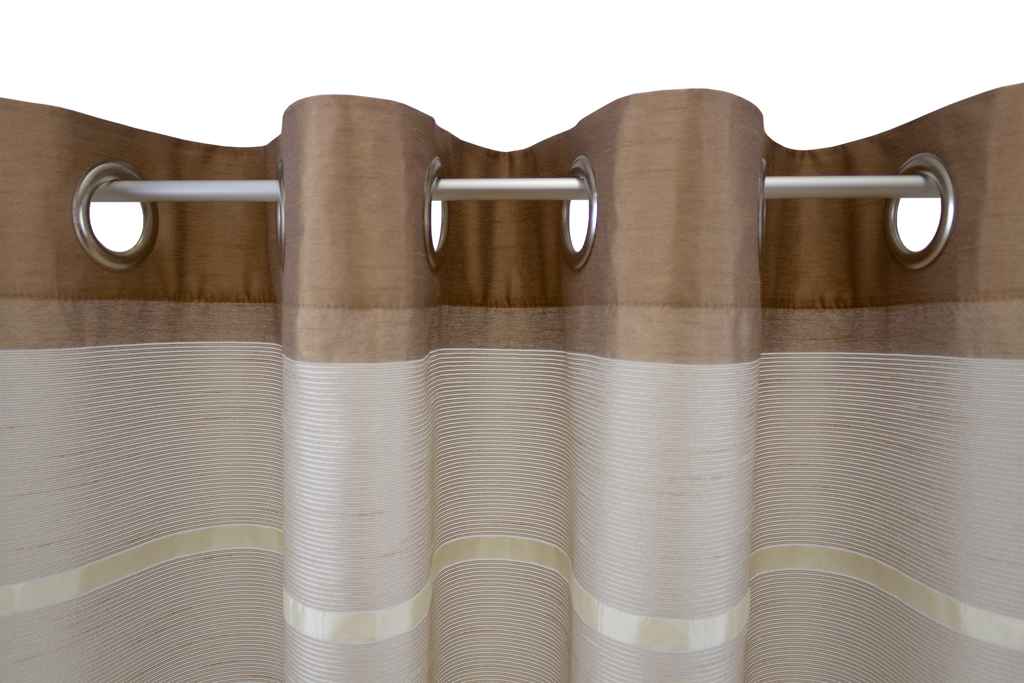 Vorhang Solea, VHG, Ösen (1 St), halbtransparent, Schal Polyester, beige-braun
