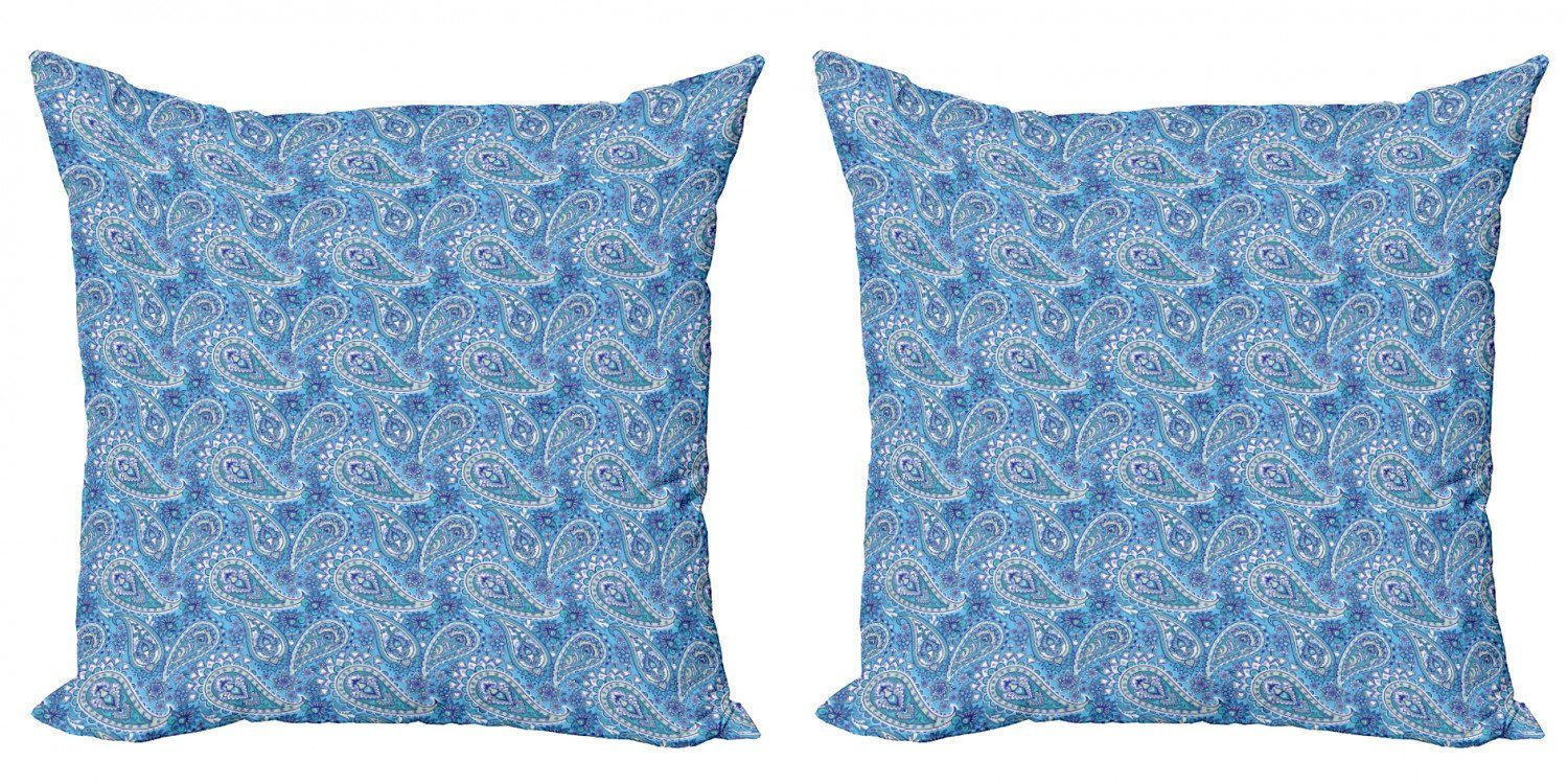 blau Abakuhaus (2 Ethnical Paisley Digitaldruck, Stück), Blumen-Kunst Accent Doppelseitiger Kissenbezüge Modern