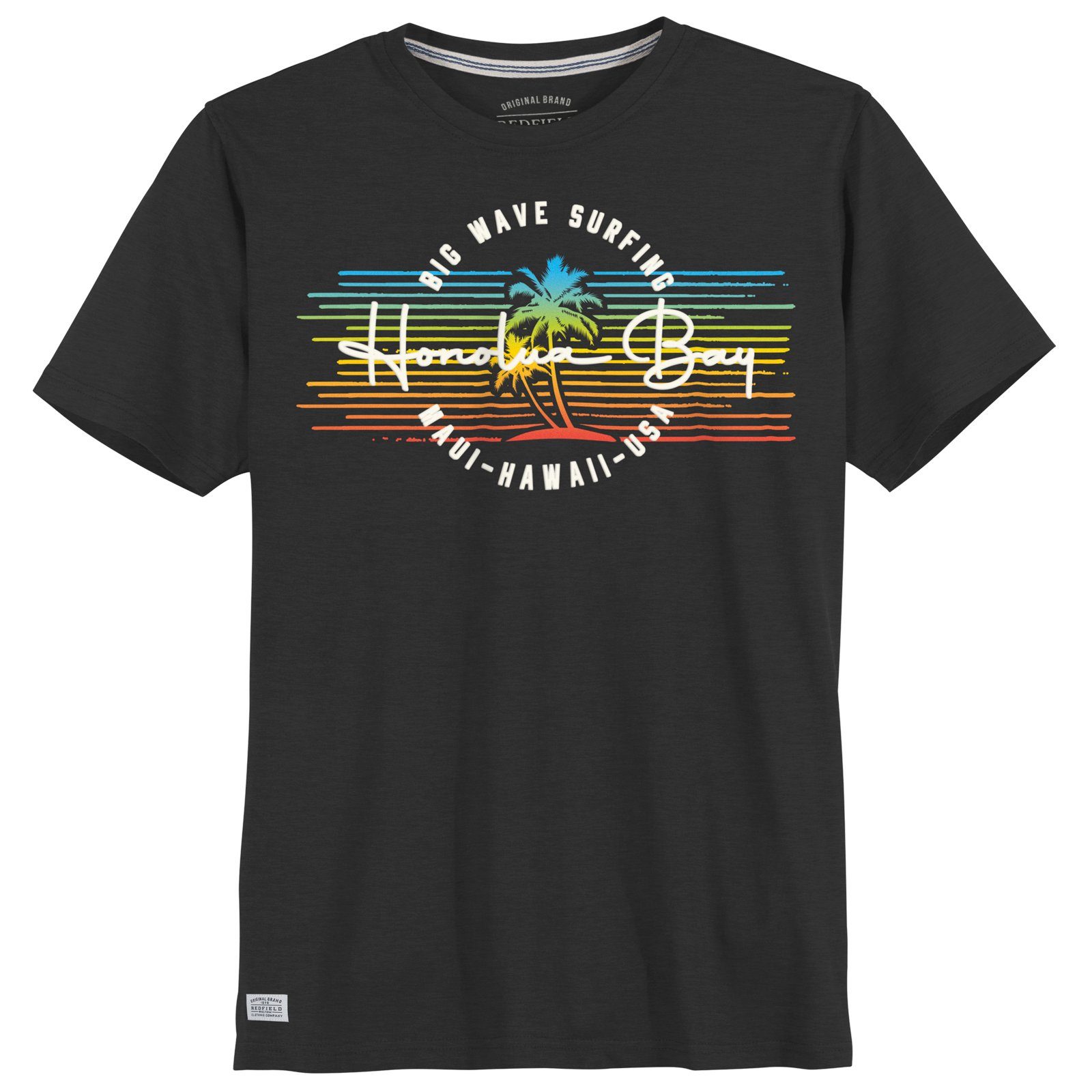 redfield Rundhalsshirt Redfield modisches XXL T-Shirt schwarz Honolua Bay günstig online kaufen