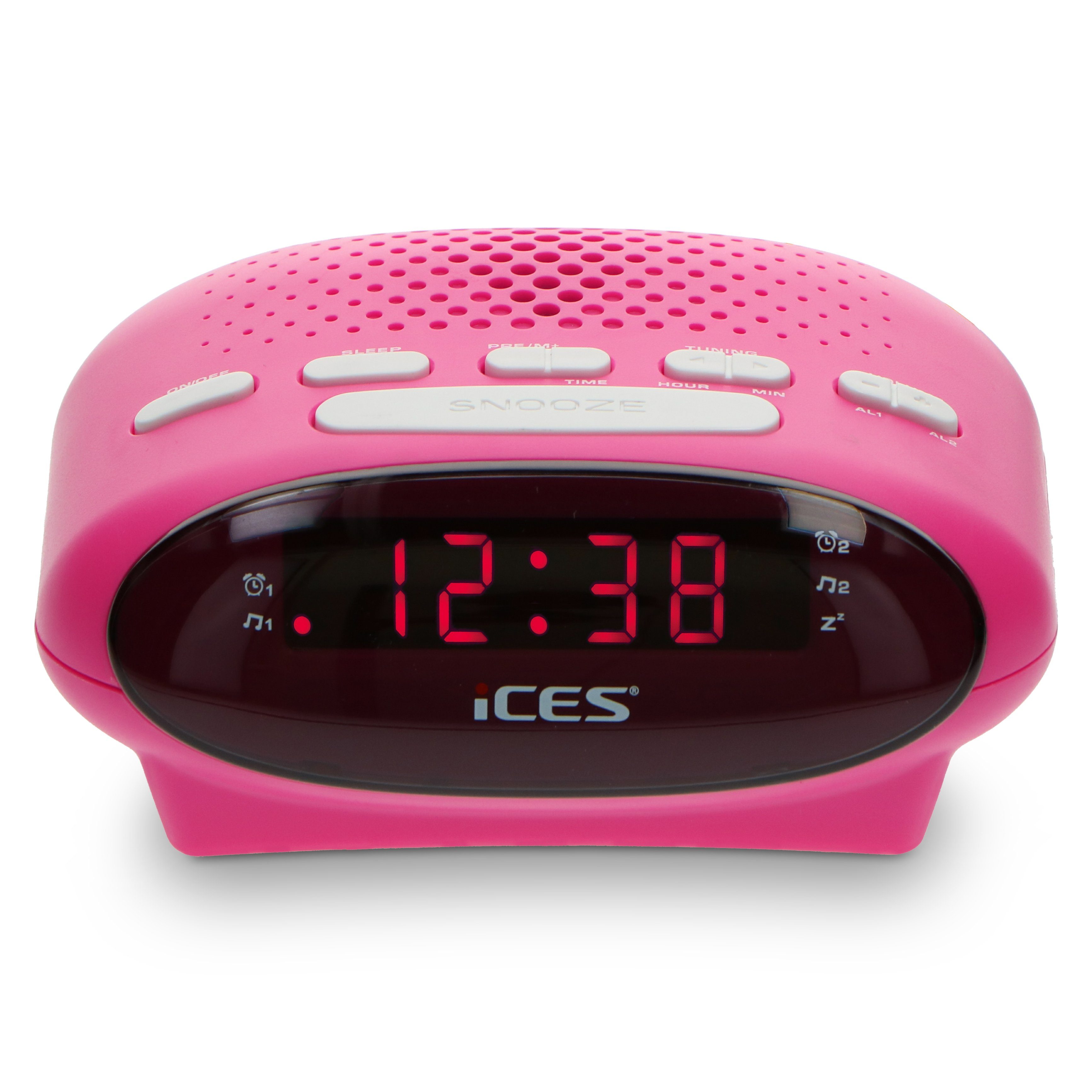 Lenco Radiowecker ICR-210 FM-Uhrenradio mit 2 Weckzeiten und  Schlummerfunktion, 0.6'' LED-Display