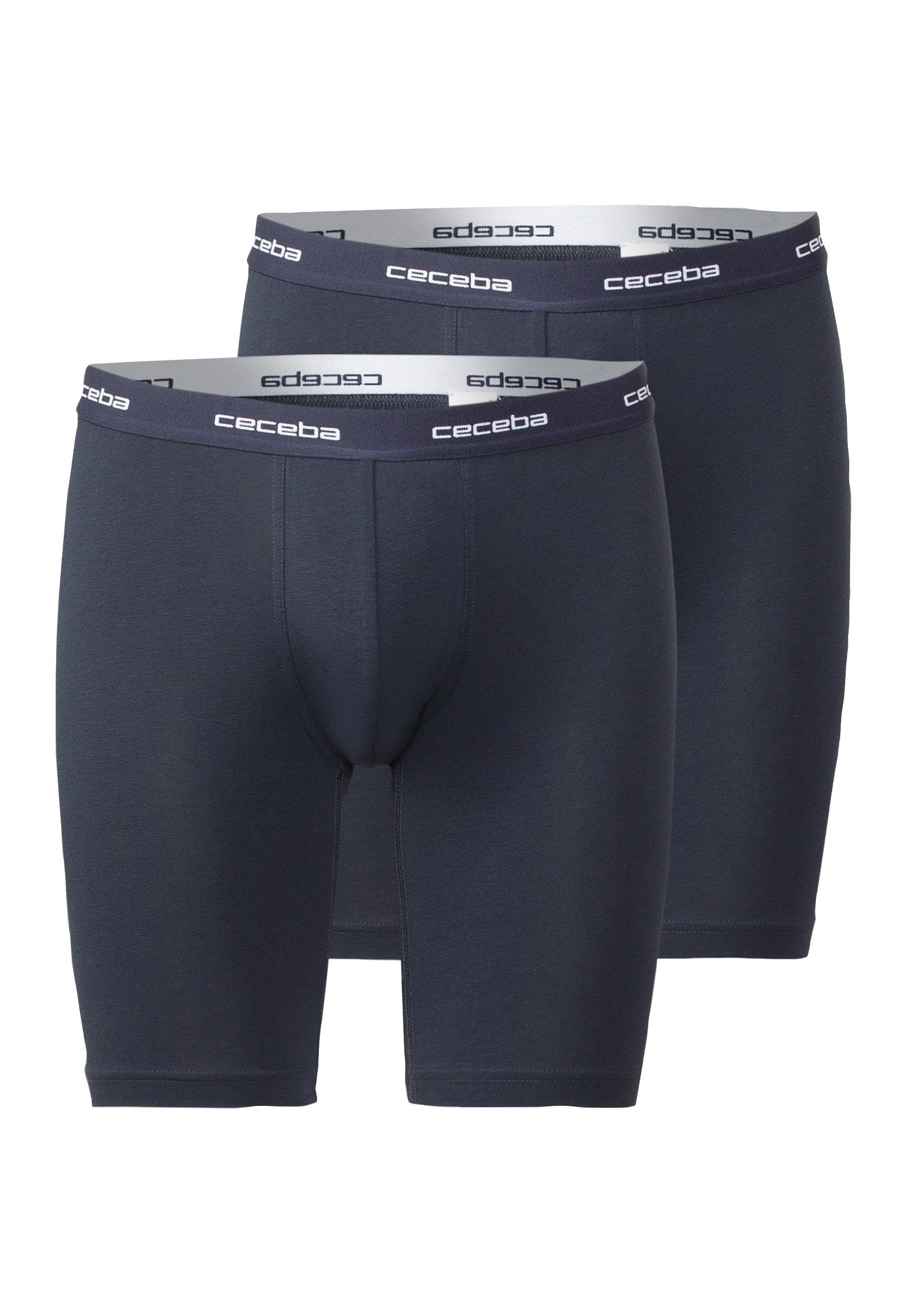 CECEBA Langer Boxer CECEBA Herren Cyclist blau uni 2er Pack (2-St)