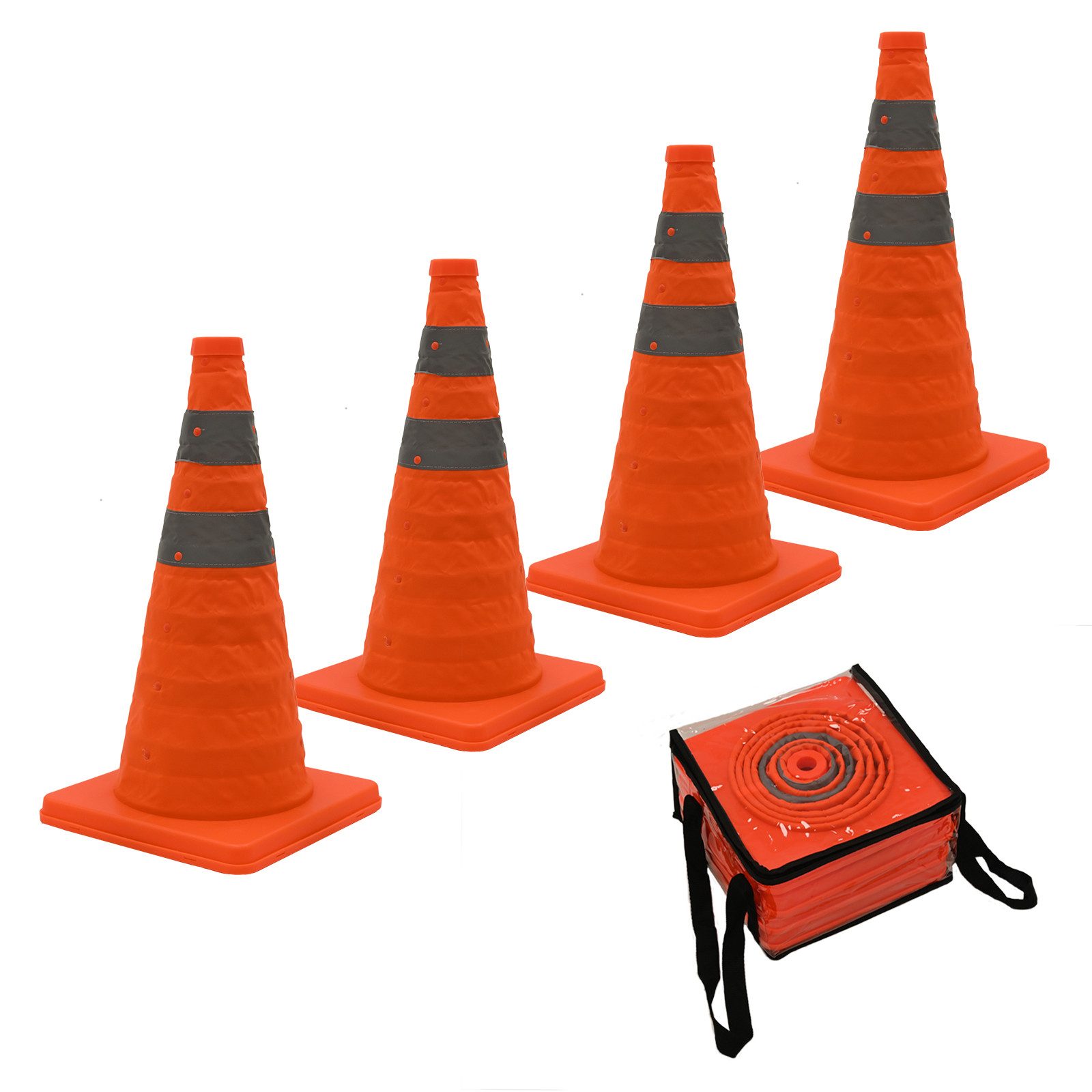 TRUTZHOLM Pylonen 4x Pylon faltbar 45 cm Leitkegel Warnkegel Verkehrskegel Sicherheitske (4er-Set)