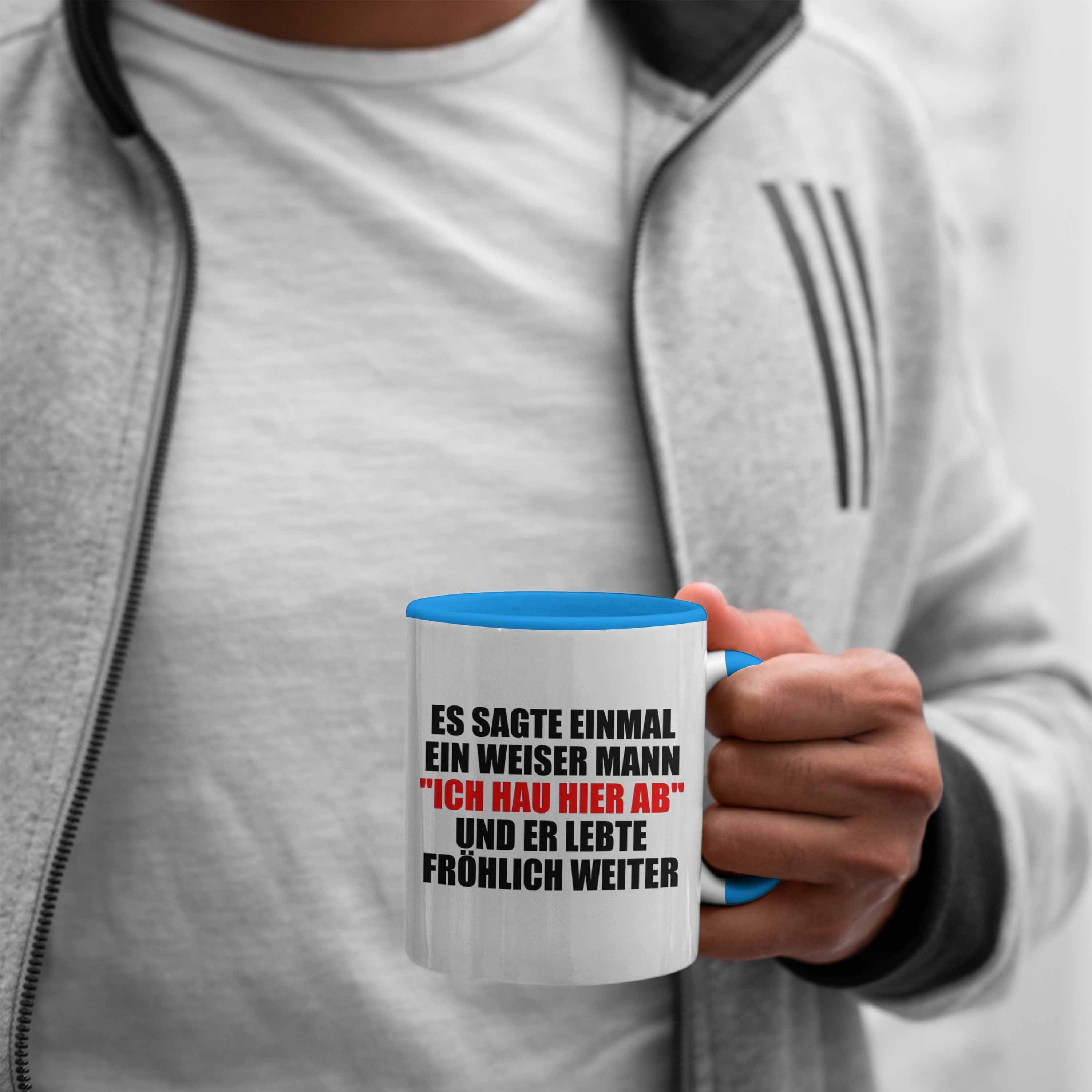 - Lustig Hier Trendation Tasse Ab - Jobwechsel Sprüche Ich Hau Abschiedsgeschenk Kollege Geschenk Blau Trendation Tasse