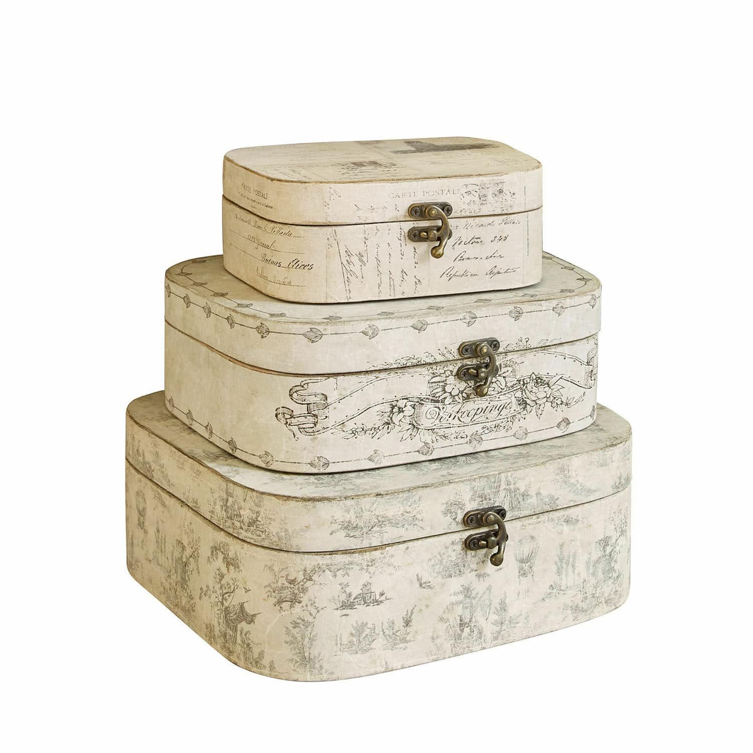 Mirabeau Dekokorb Box 3er Set Dedwen antikcreme/grau (3er Set, 3er Set)
