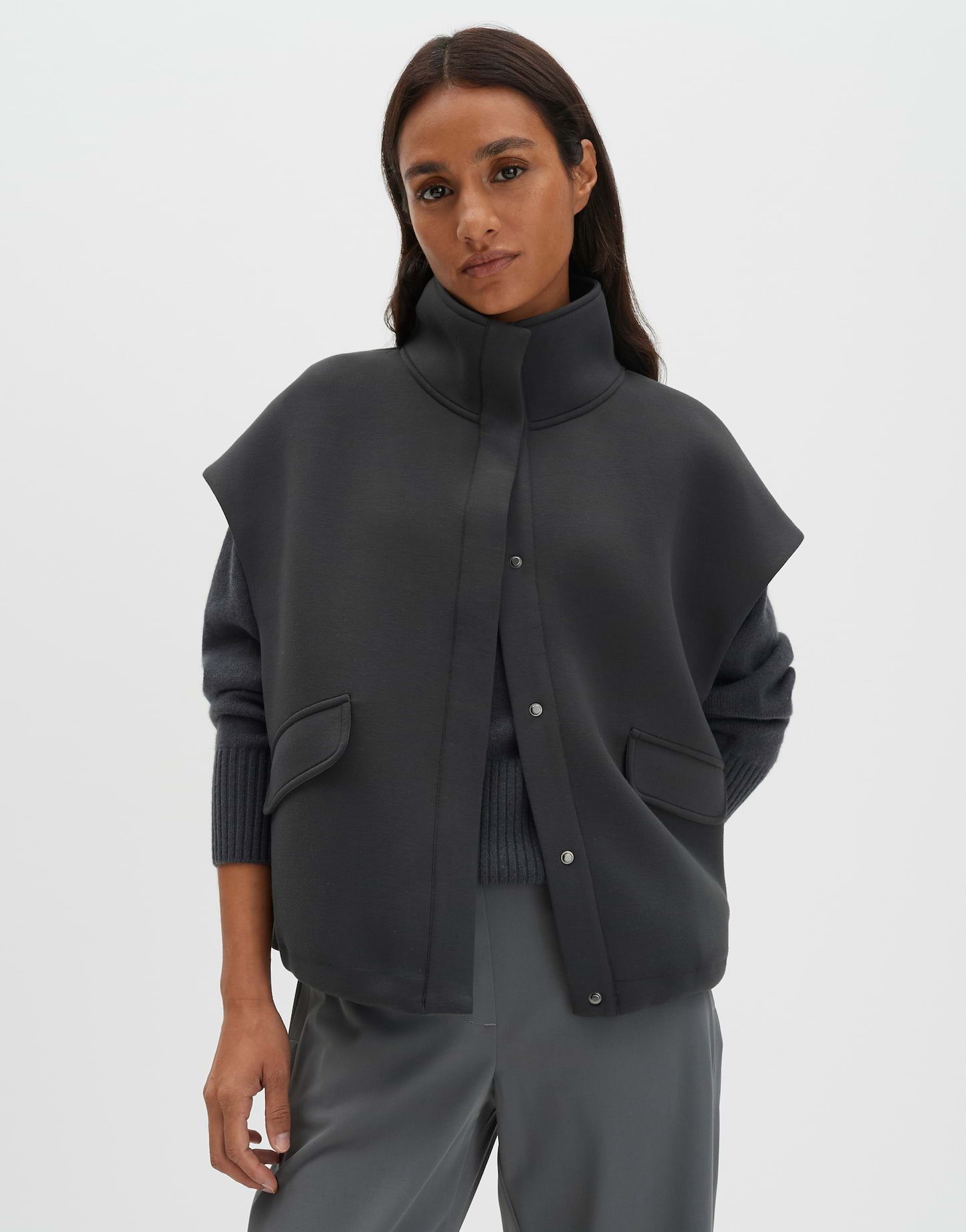 someday Sweatweste UPIRI Loose O-Shape aus Scuba Sweat