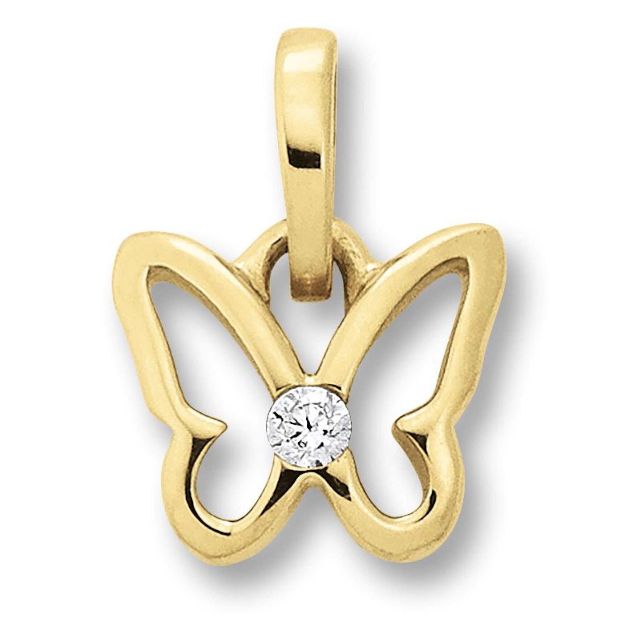 Schmetterling aus Schmuck Schmetterling Damen Kettenanhänger Gold Anhänger ONE 333 Gelbgold, ELEMENT Zirkonia