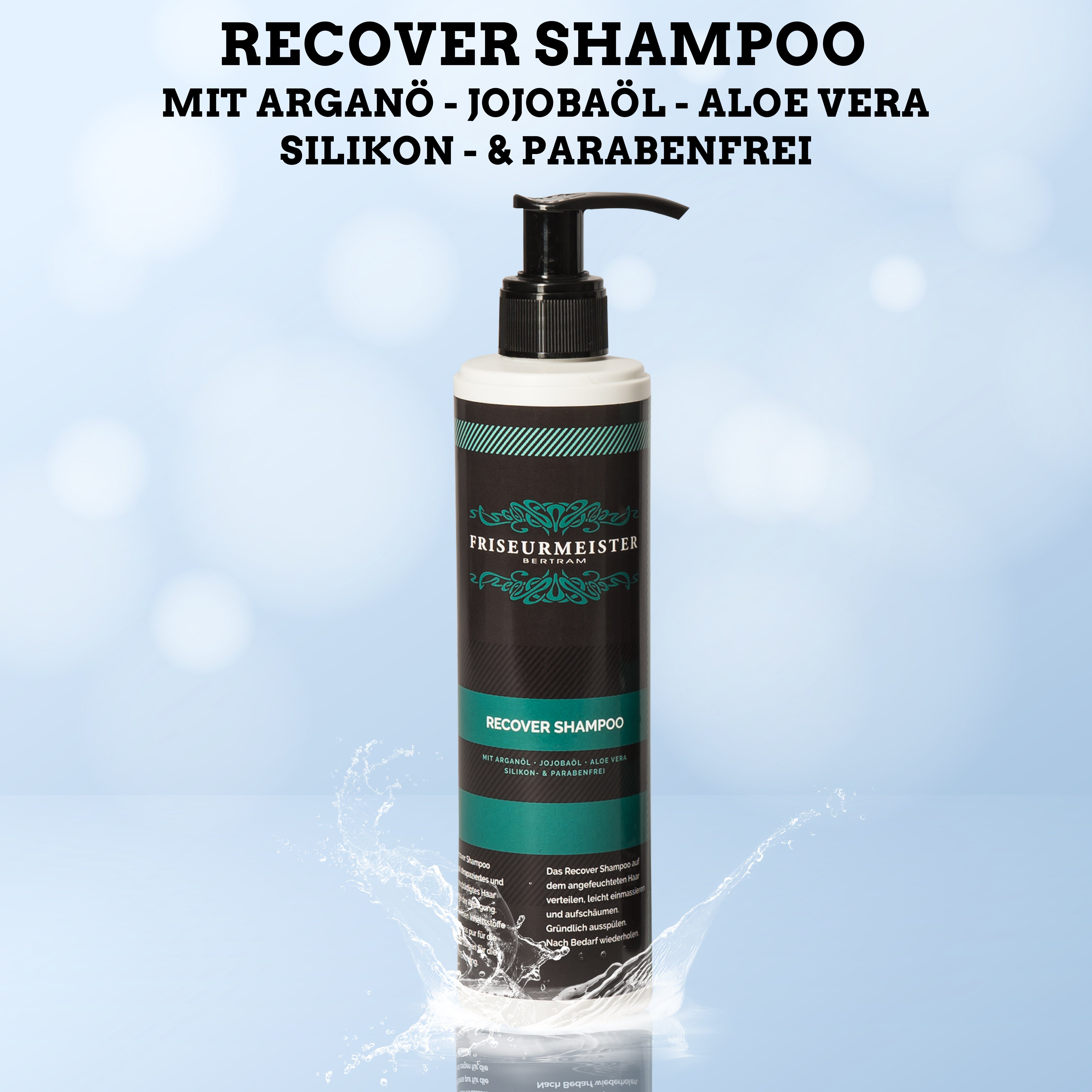 Friseurmeister Haarshampoo Recover Shampoo und Vera, Aloe Silikon, Alle für 250ml Jojobaöl, Parabenfrei mit Arganöl, Haartypen