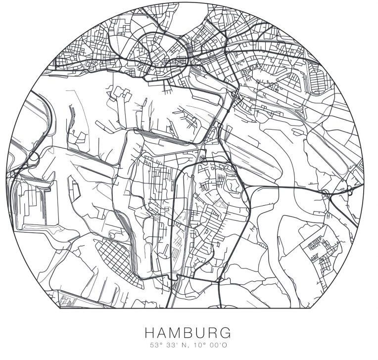 St) entfernbar Hamburg Wall-Art (1 Stadtplan Wandtattoo