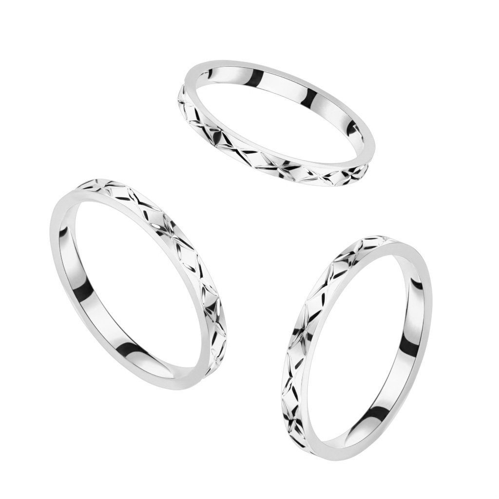BUNGSA Damen Ring Design Silber Partnerring (Ring, Edelstahl Mädchen aus Frauen 1-tlg), X-Cut