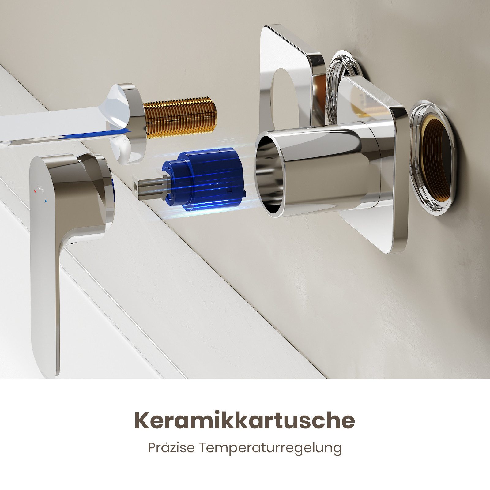 EMKE Unterputzarmatur Unterputz Küchenarmatur Wandarmatur Küche Wasserhahn bad (Einhebelmischer) Ventilkern aus Keramik