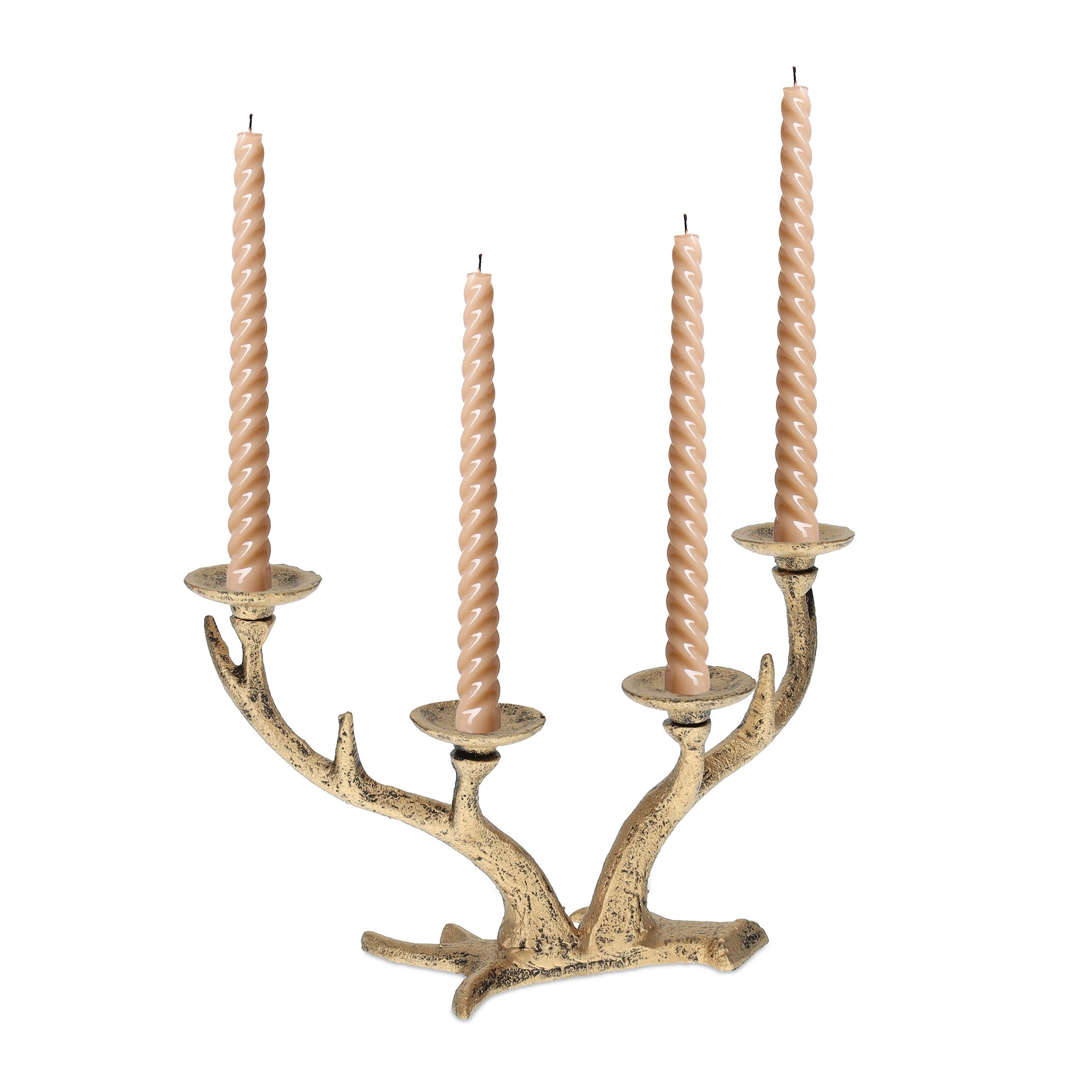 relaxdays Kerzenständer Hirschgeweih, Gold günstig online kaufen