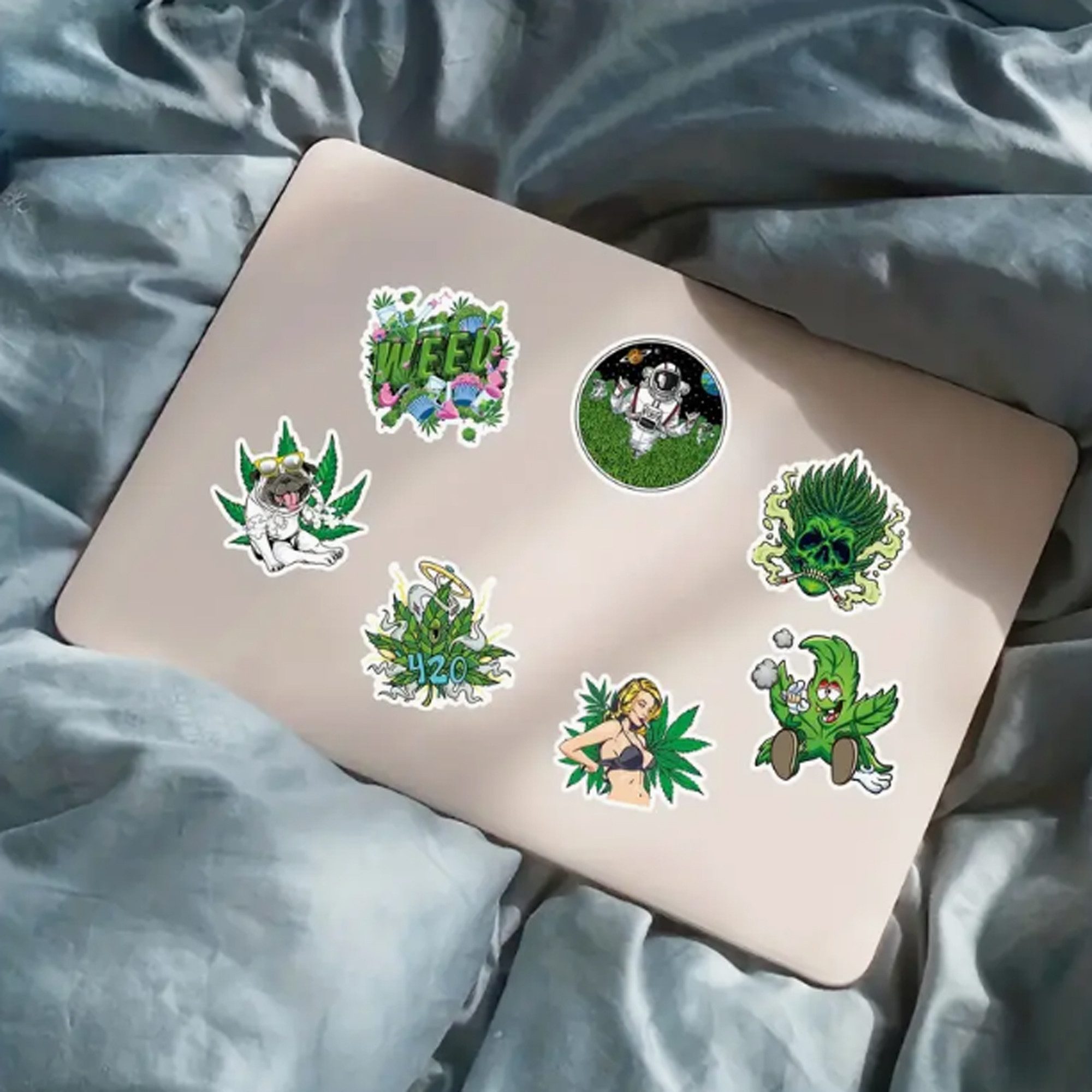 Deggelbam Sticker 50x  Lustige Marihuana  Aufkleber Sticker, (Cannabis, Bubaz, 42, Marihuana - Sticker), Wiederverwendbar