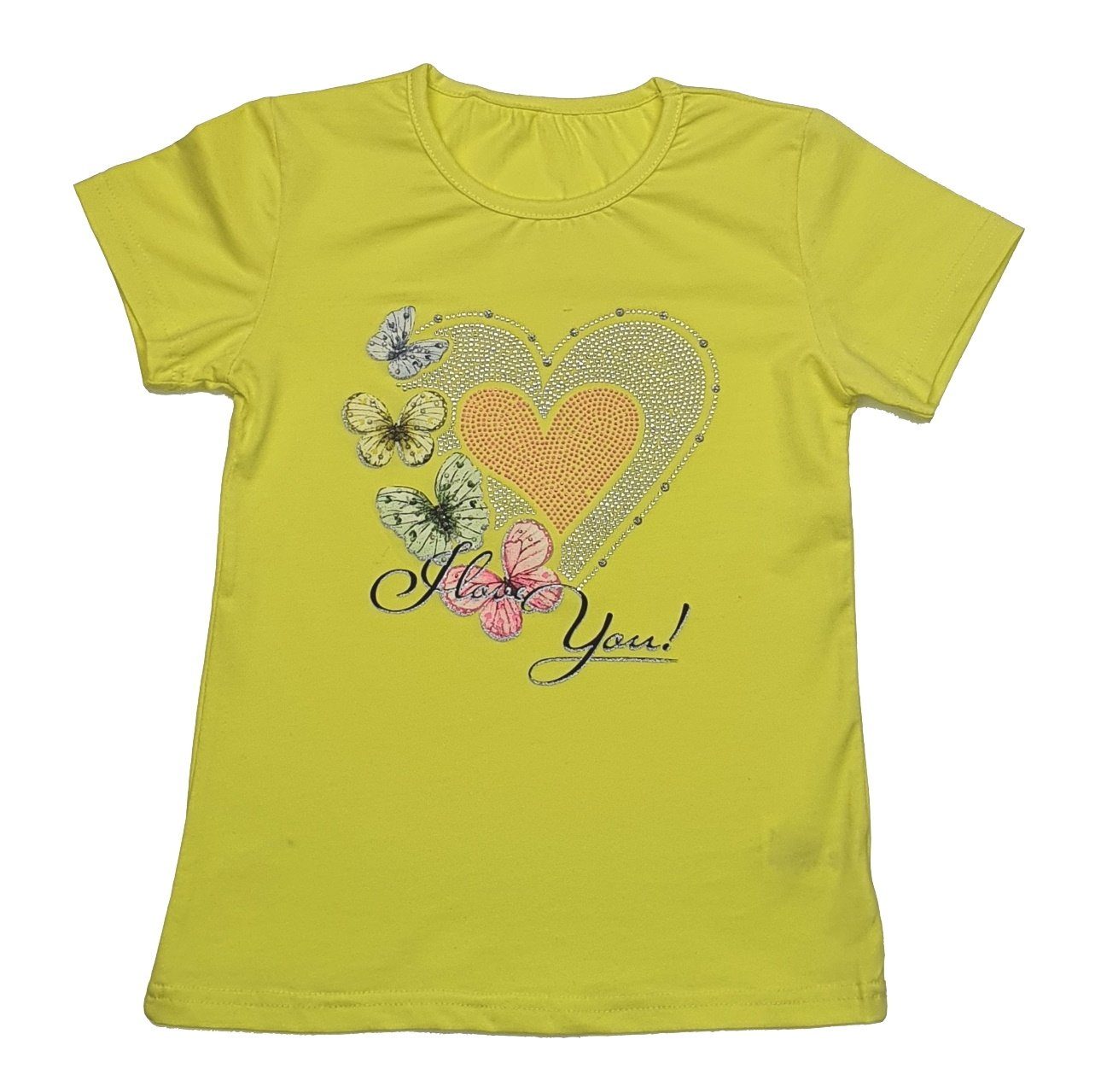 Girls Fashion T-Shirt Mädchen T-Shirt Sommer Shirt MS87 Gelb