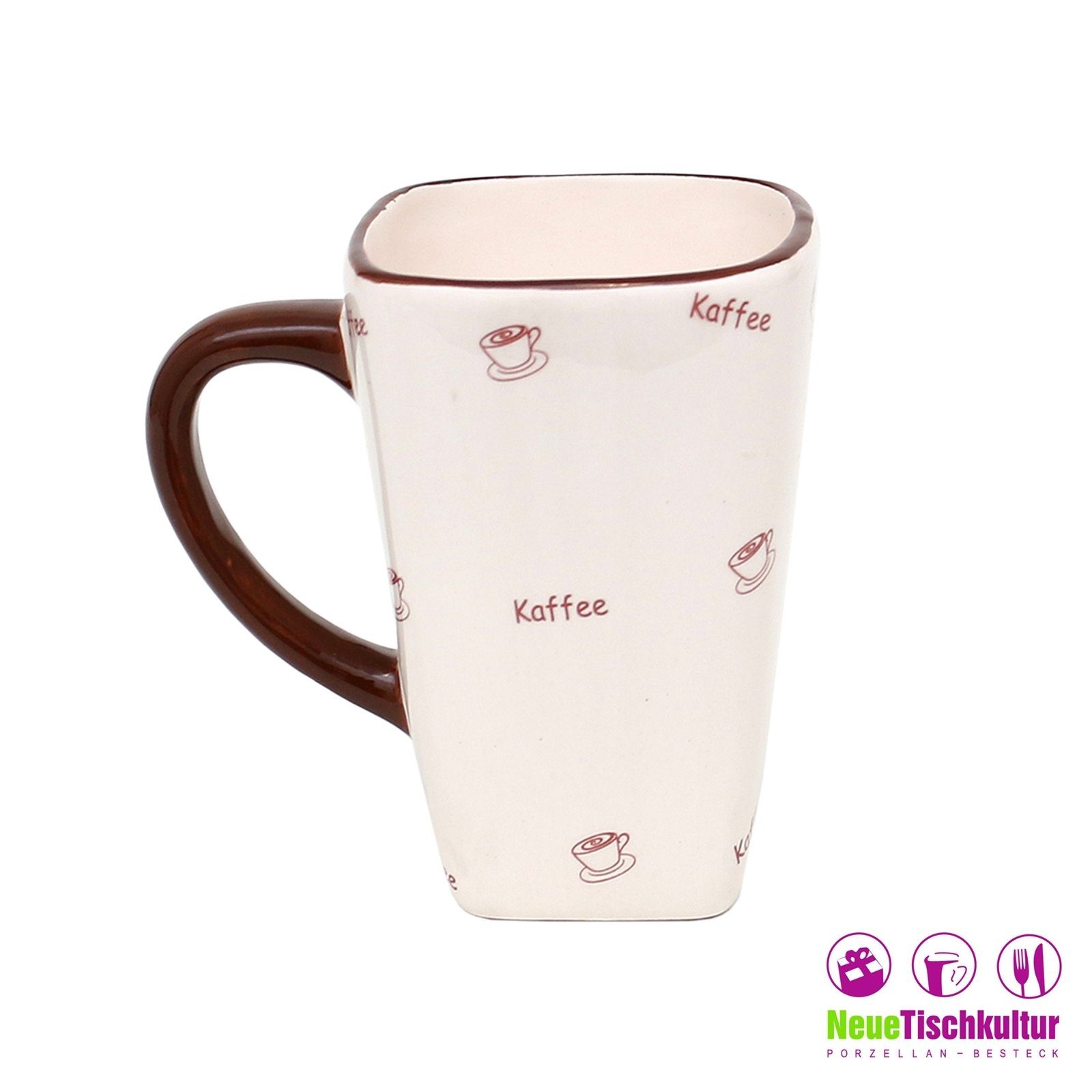 Keramik, Neuetischkultur eckig Coffeetime Kaffeetasse 4er-Set, Kaffeebecher Tasse Kaffeepot