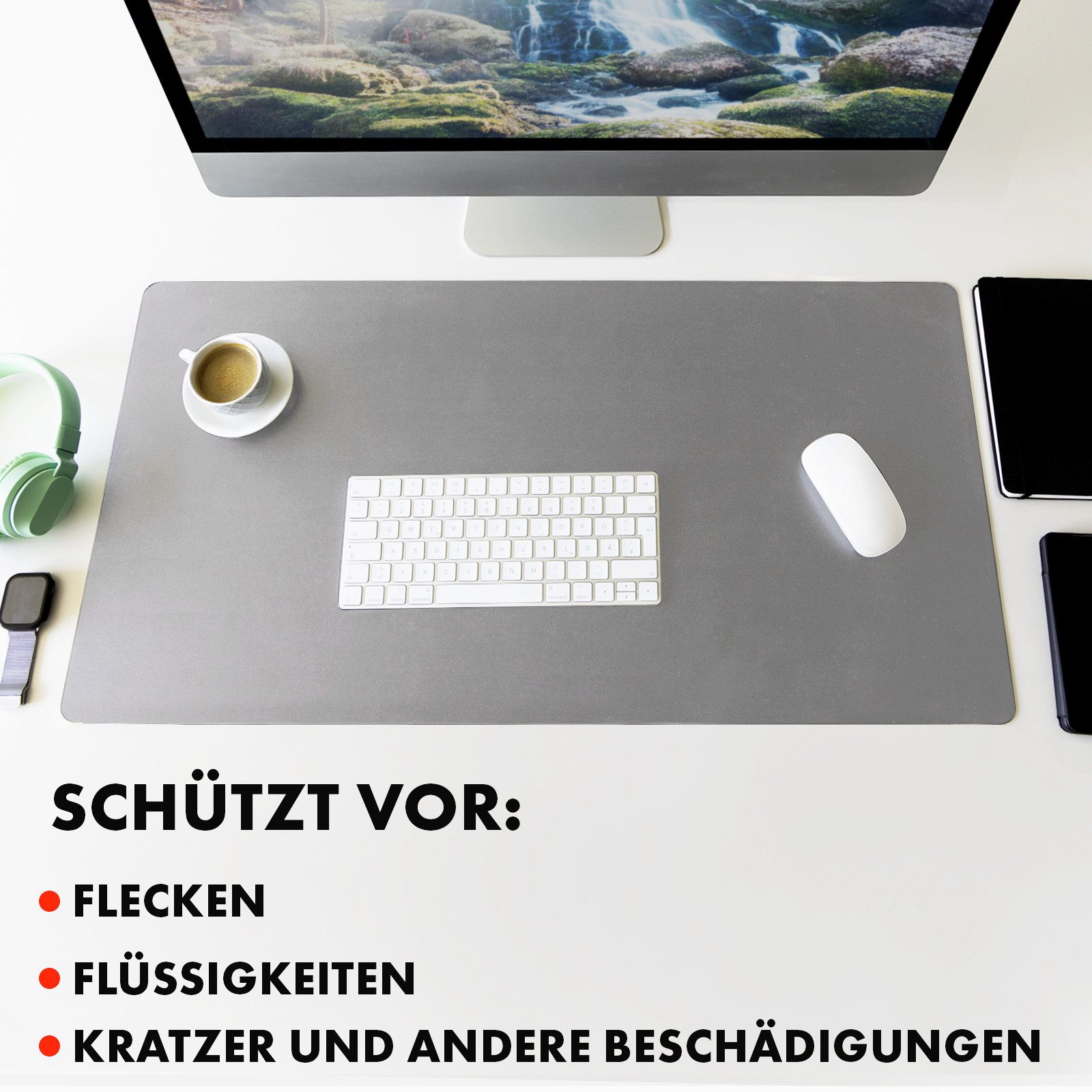 Floordirekt Schreibtischunterlage Nero, Pflegeleichtes, weiches Kunstleder – Bild 5 von 5