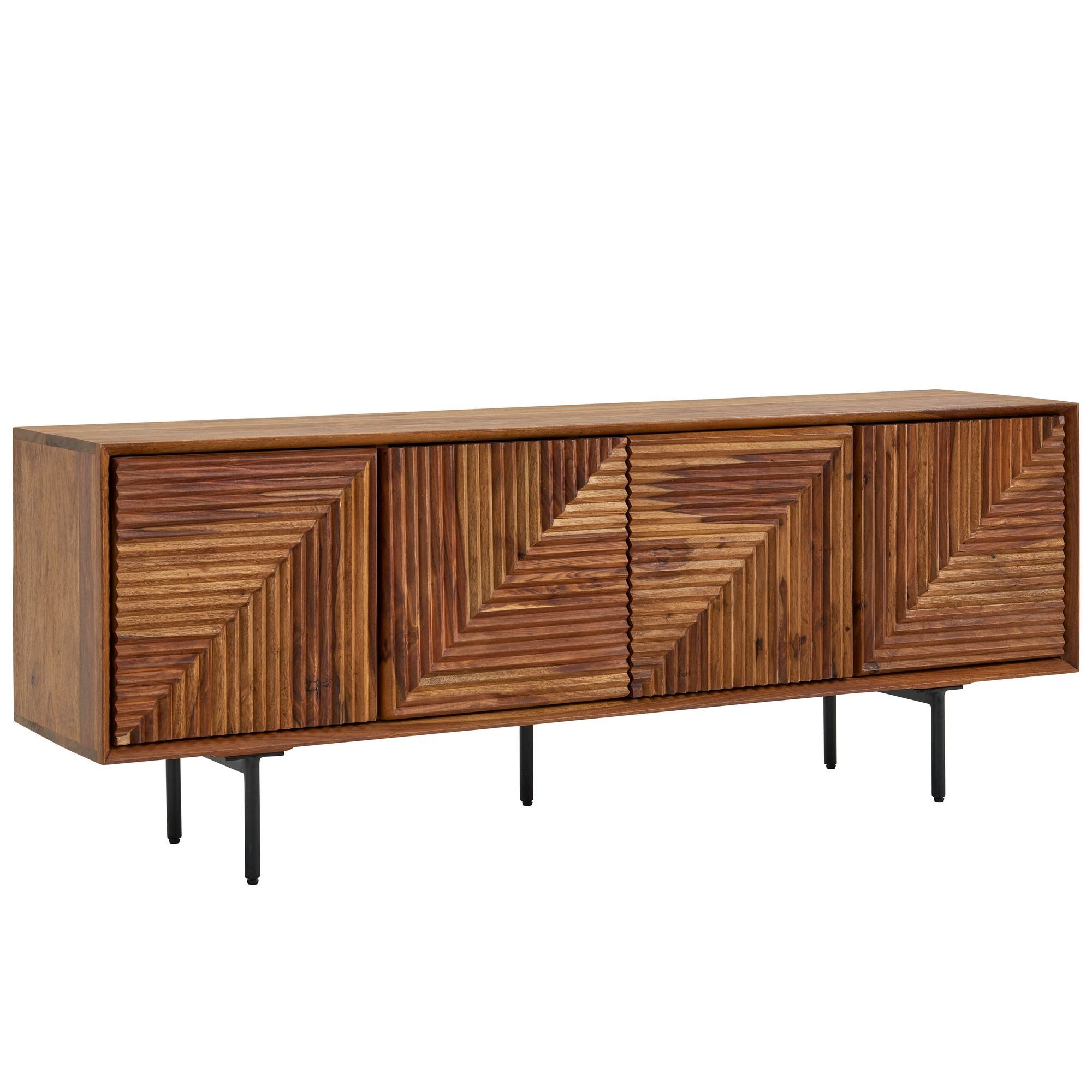 furnicato Lowboard TV-Unterschrank Massivholz, Walnuss Finish 140x54x33 (1 St)