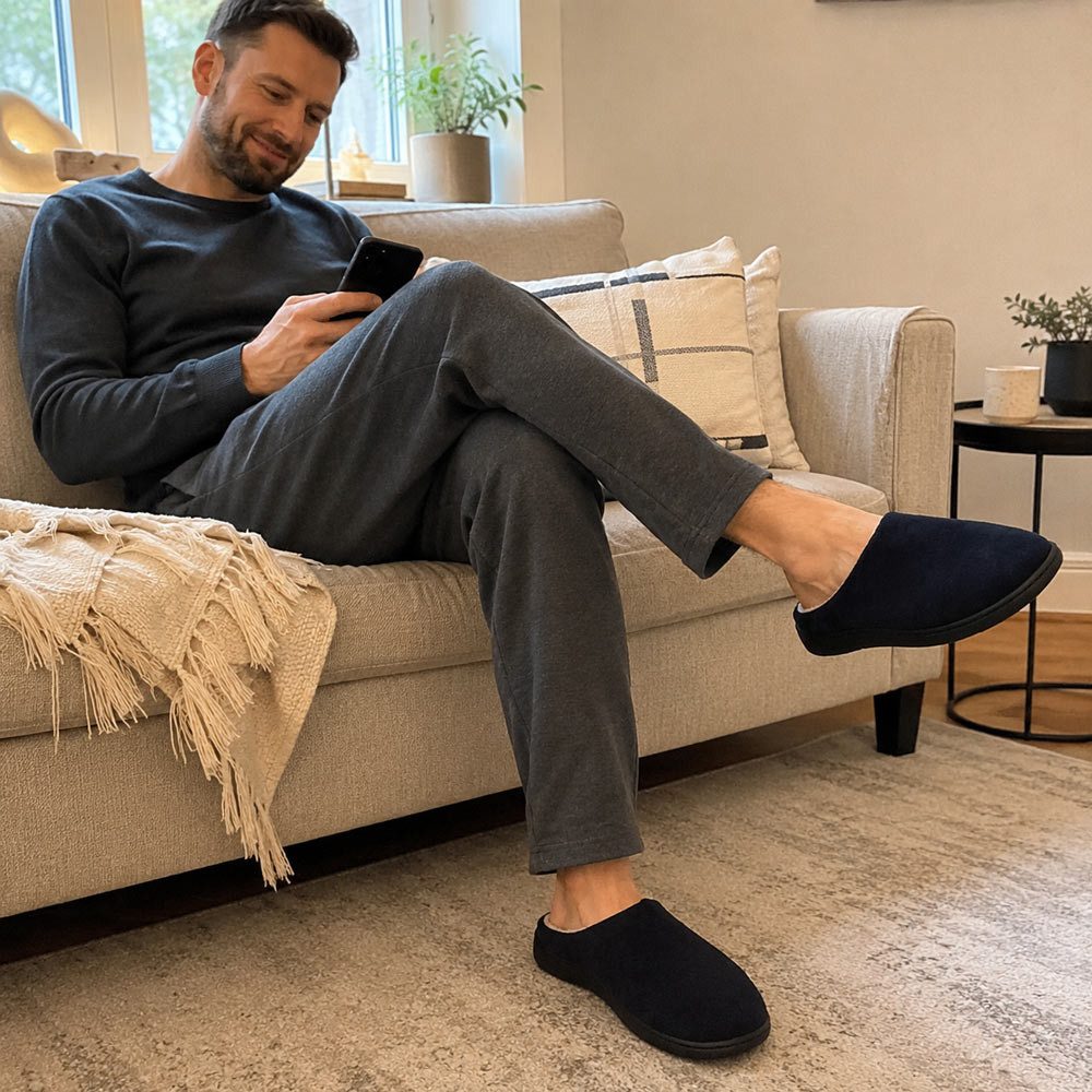 Fluffys Cosmo Herren klassische Pantoffeln Latschen Schlappen Slipper Pantolet Hausschuh besonders leicht – Bild 4 von 5