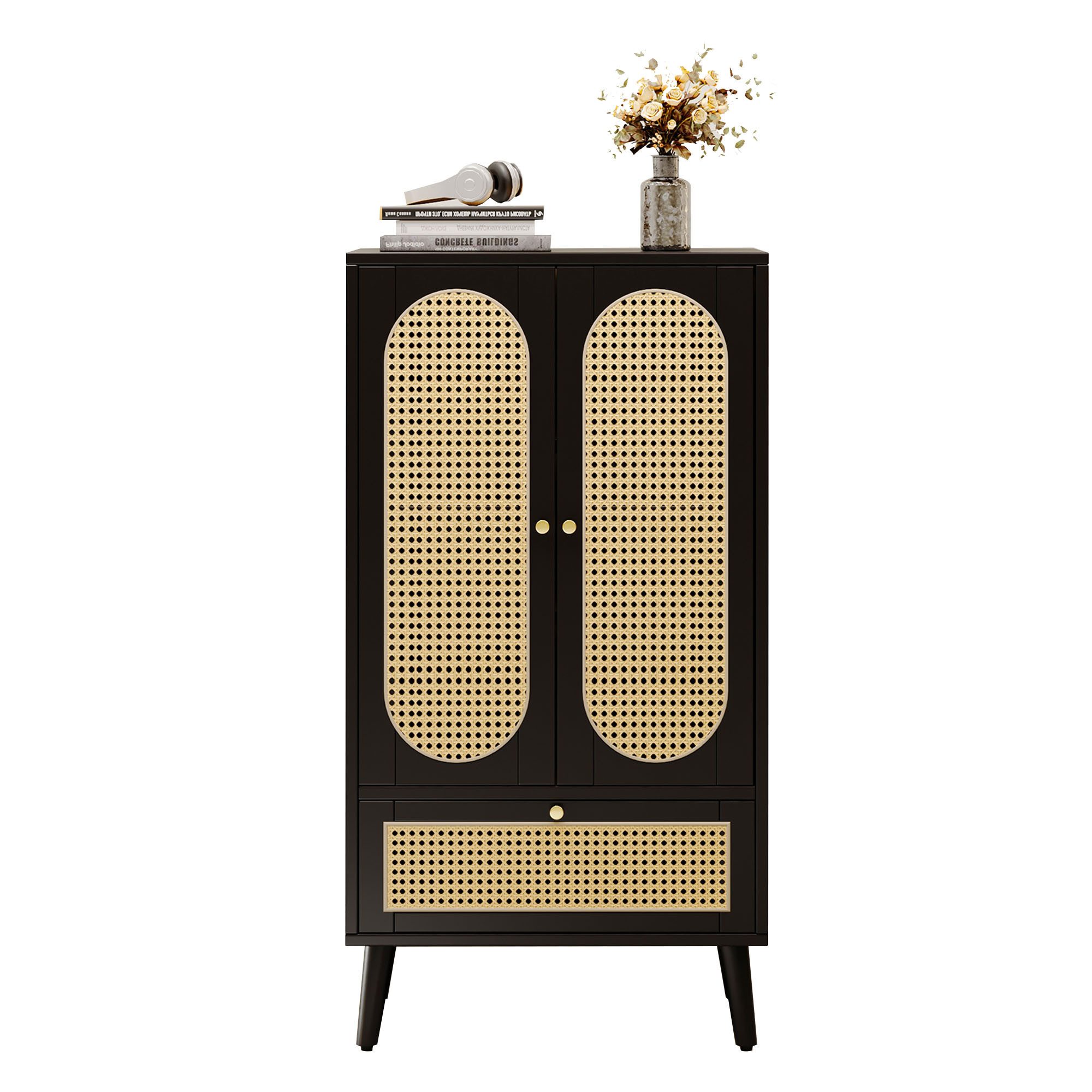 OKWISH Sideboard Kommode Highboard Rattan-Design Bücherregal, günstig online kaufen