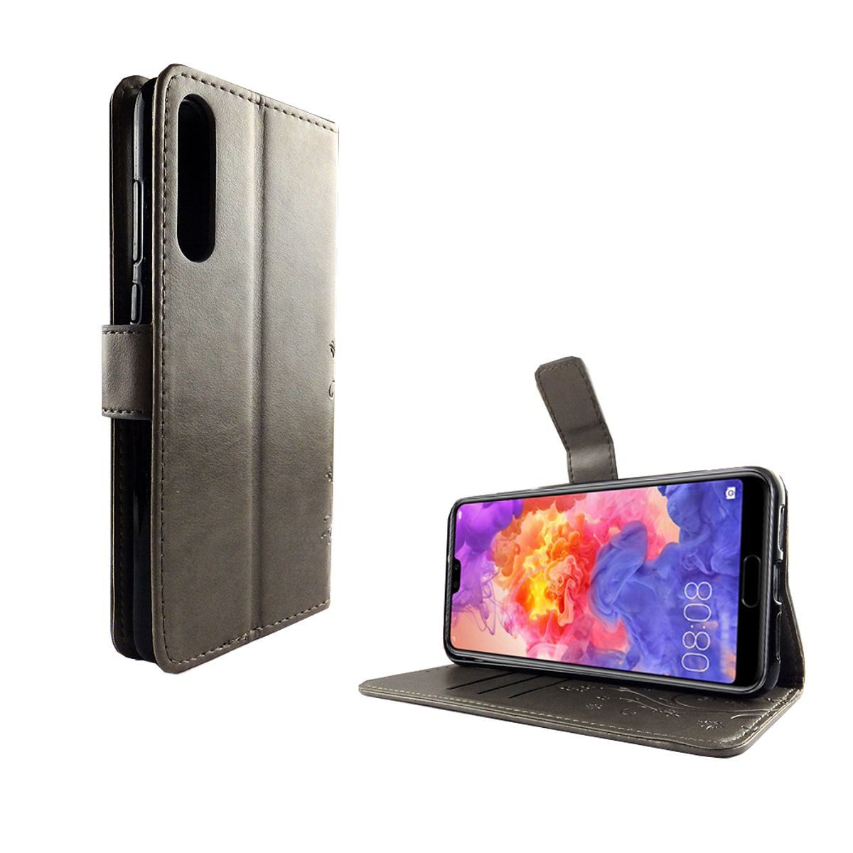 König Design Handyhülle Huawei P20 Pro, Huawei P20 Pro Handyhülle Bookcover Grau