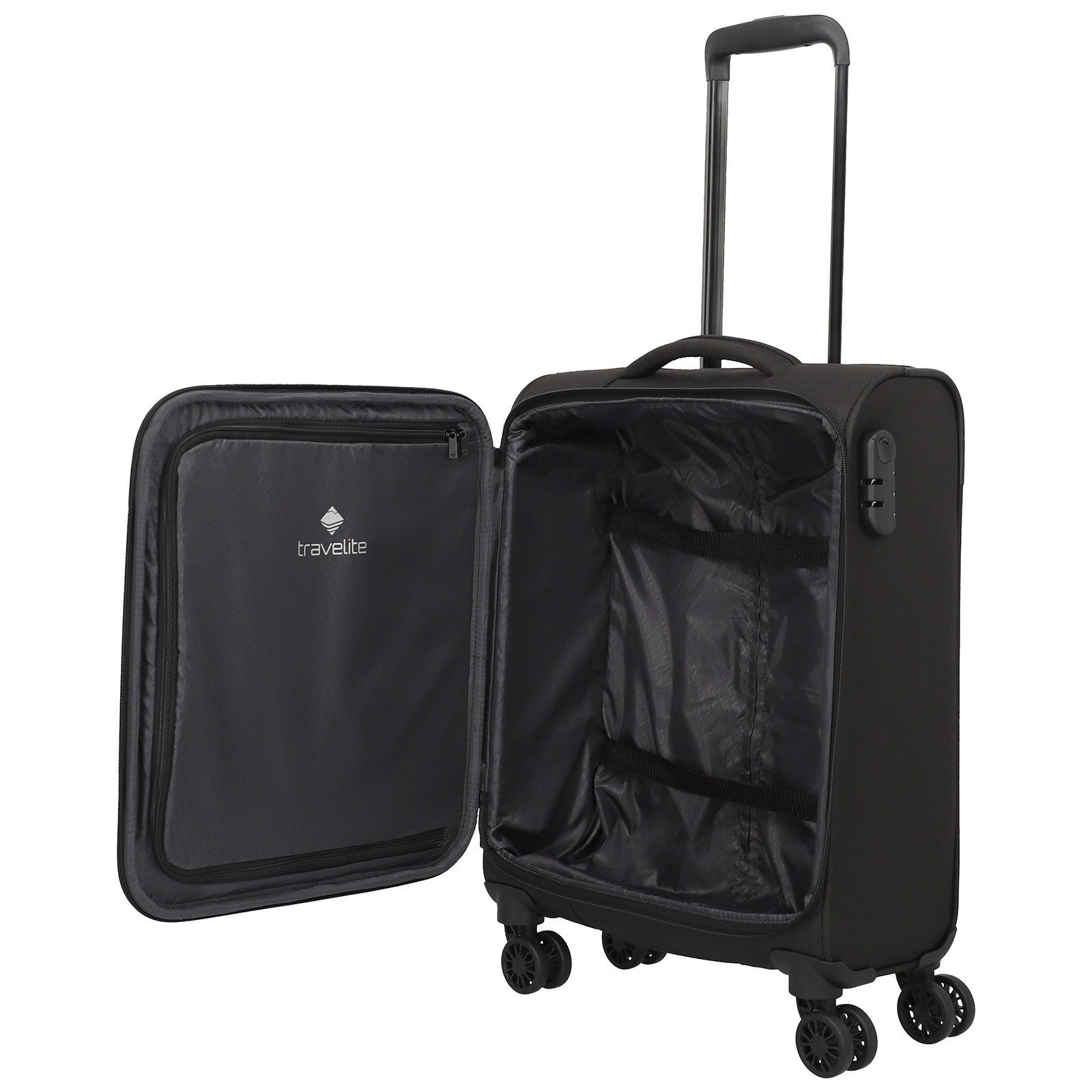 travelite Trolley Rügen 4-Rollen Kabinen Trolley Boardcase S 55 cm 2,4 kg 080947, 4 Rollen, Schloss, Doppelrollen