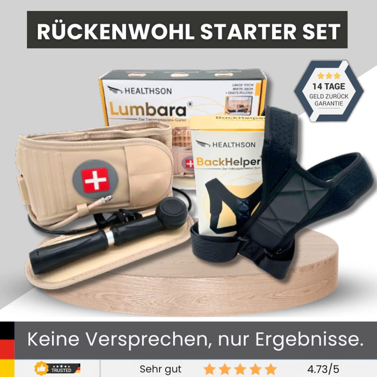 HEALTHSON Rückenbandage Rückenwohl Starter Set - Lumbara & BackHelper