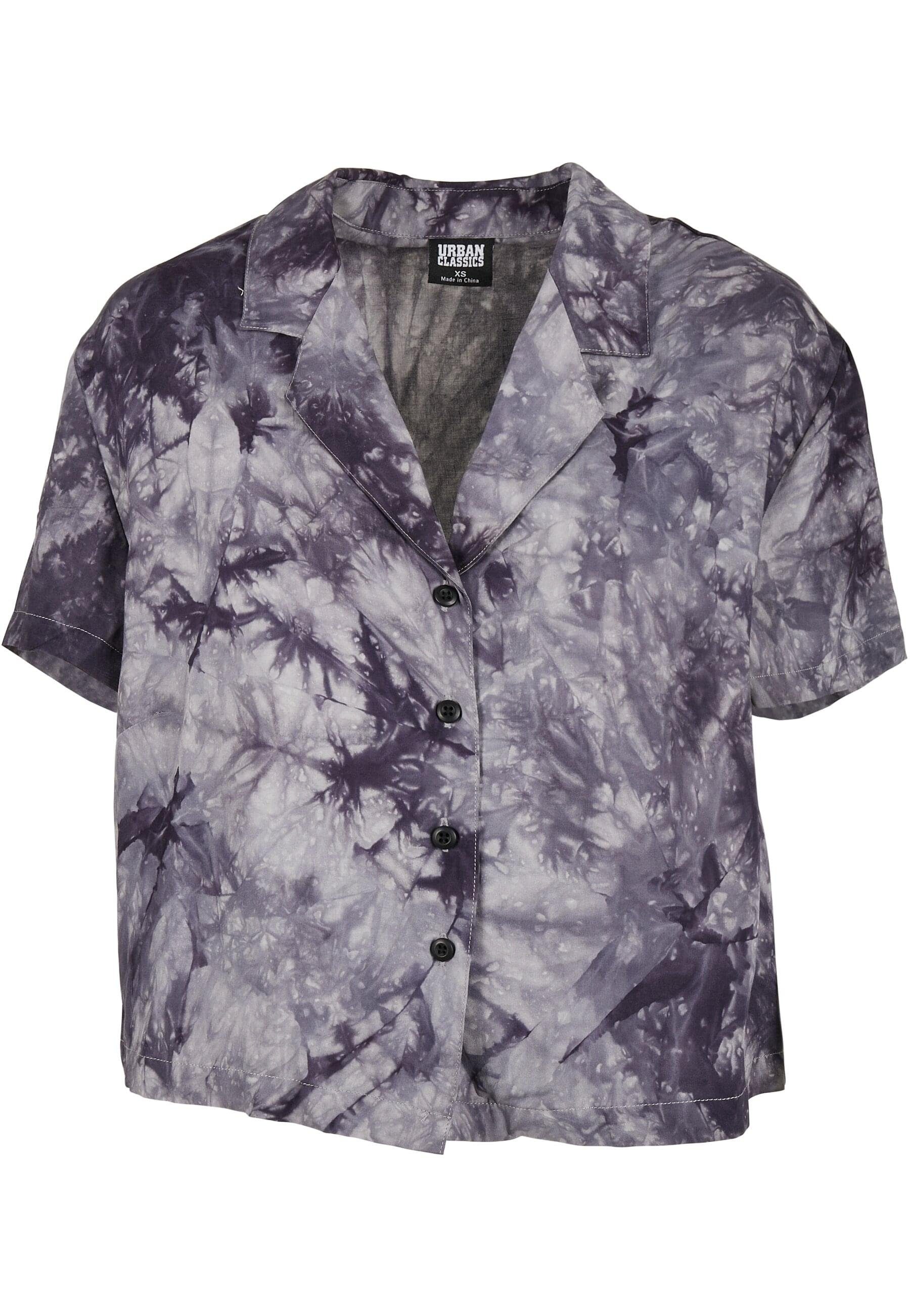 URBAN CLASSICS Klassische Bluse Urban Classics Damen Ladies Viscose Tie Dye Resort Shirt