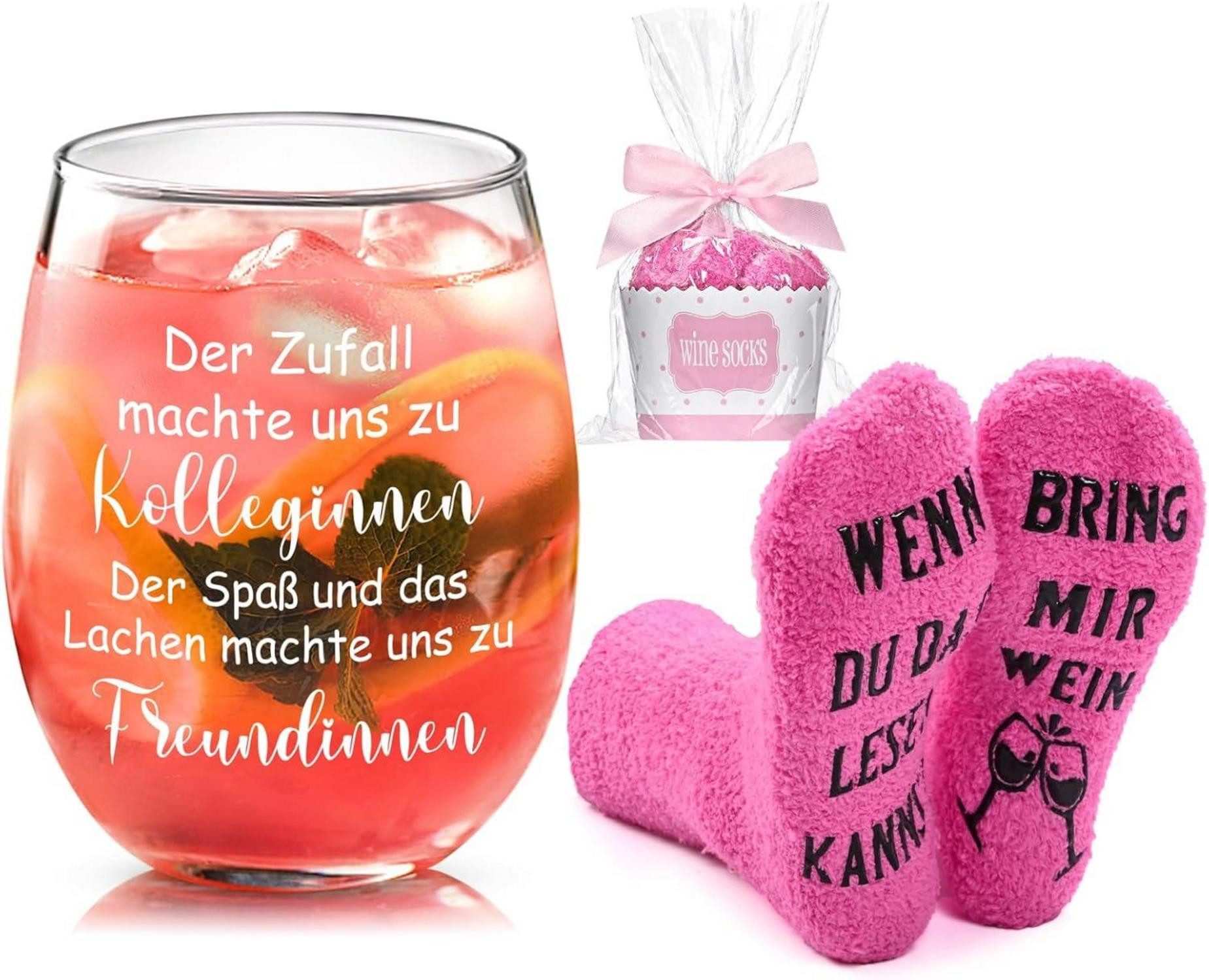LuxusKollektion Weinglas Weinglas mit lustigen Socken für Kollegen, Freundin